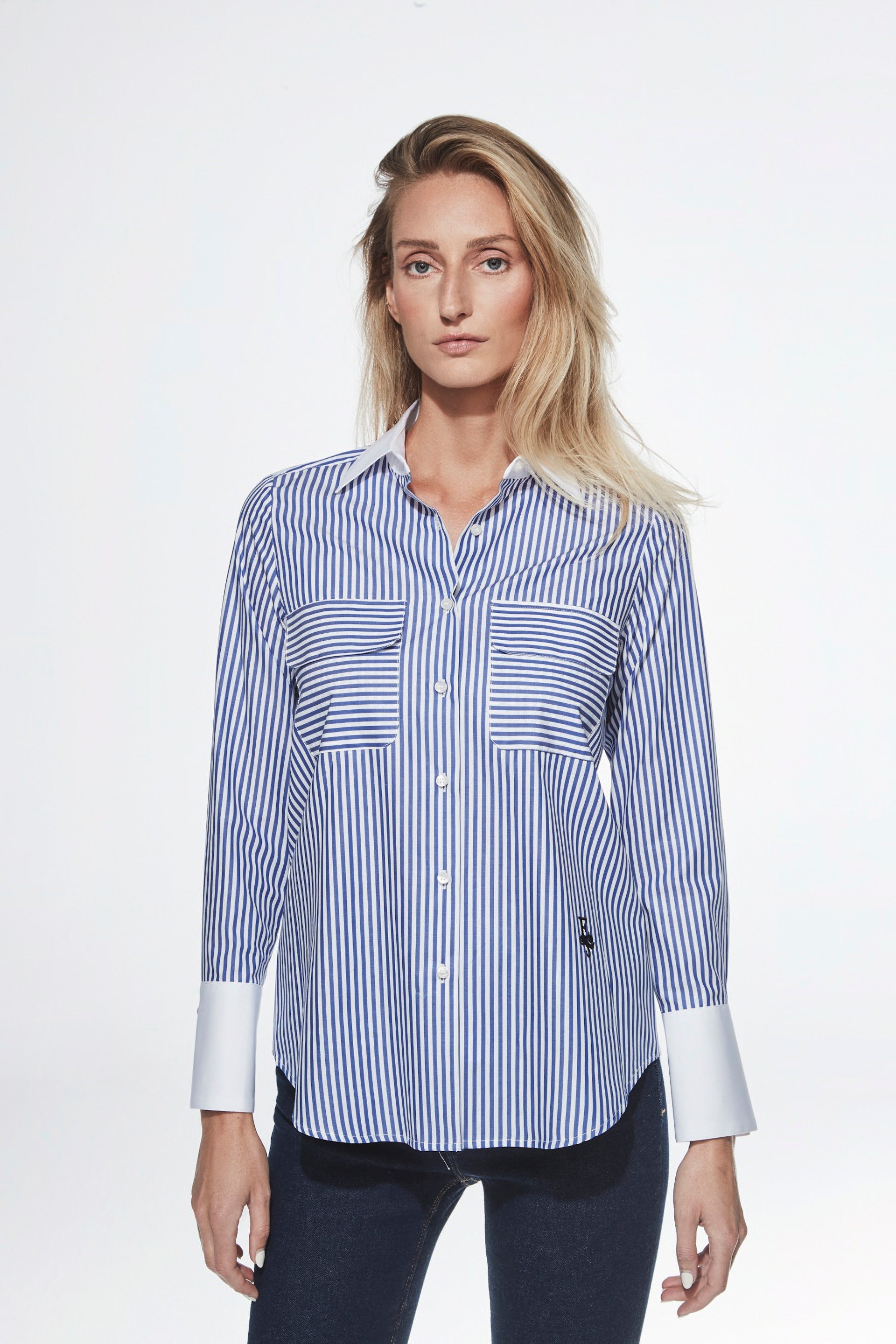BRIANA DARK BLUE STRIPED SHIRT