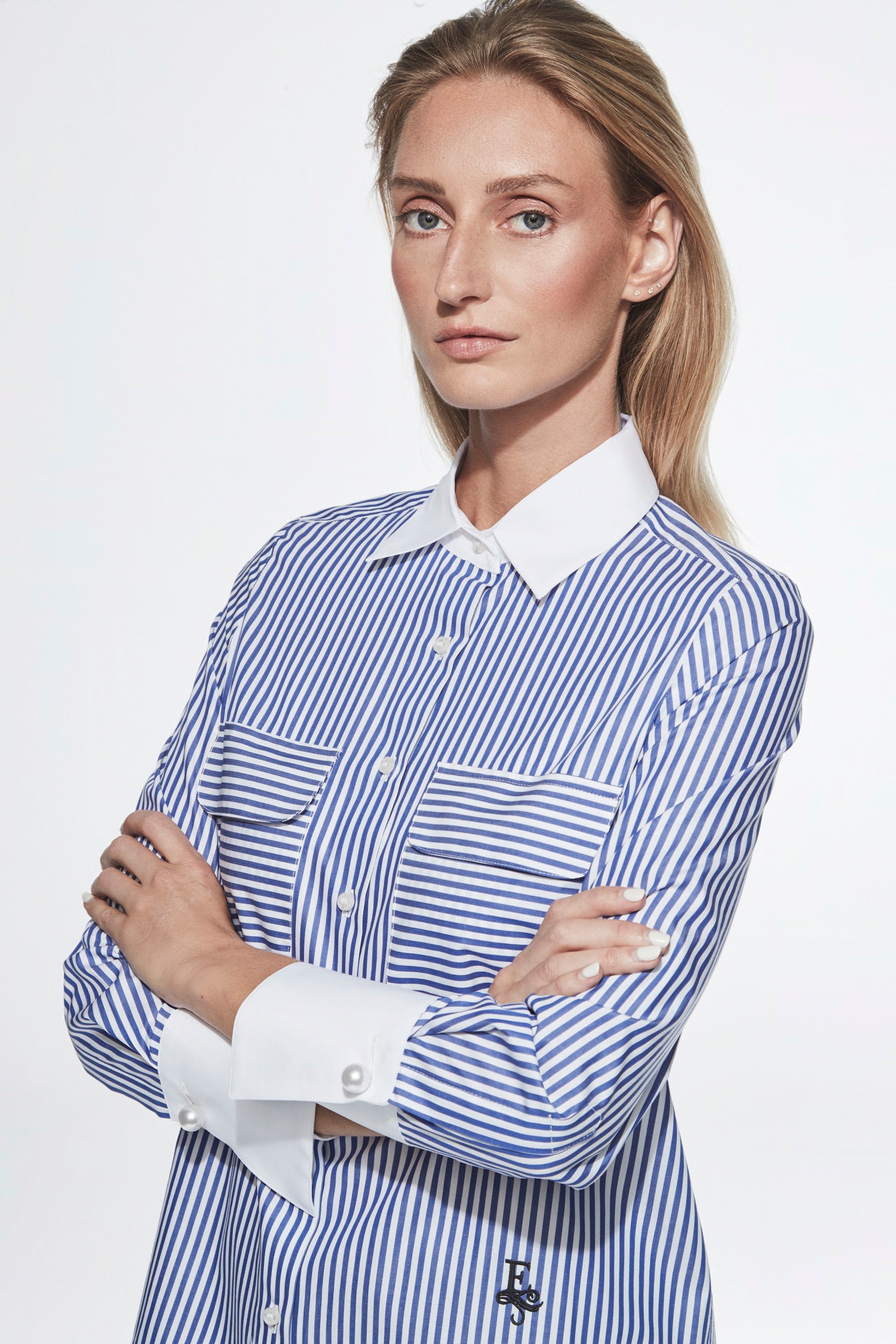BRIANA DARK BLUE STRIPED SHIRT