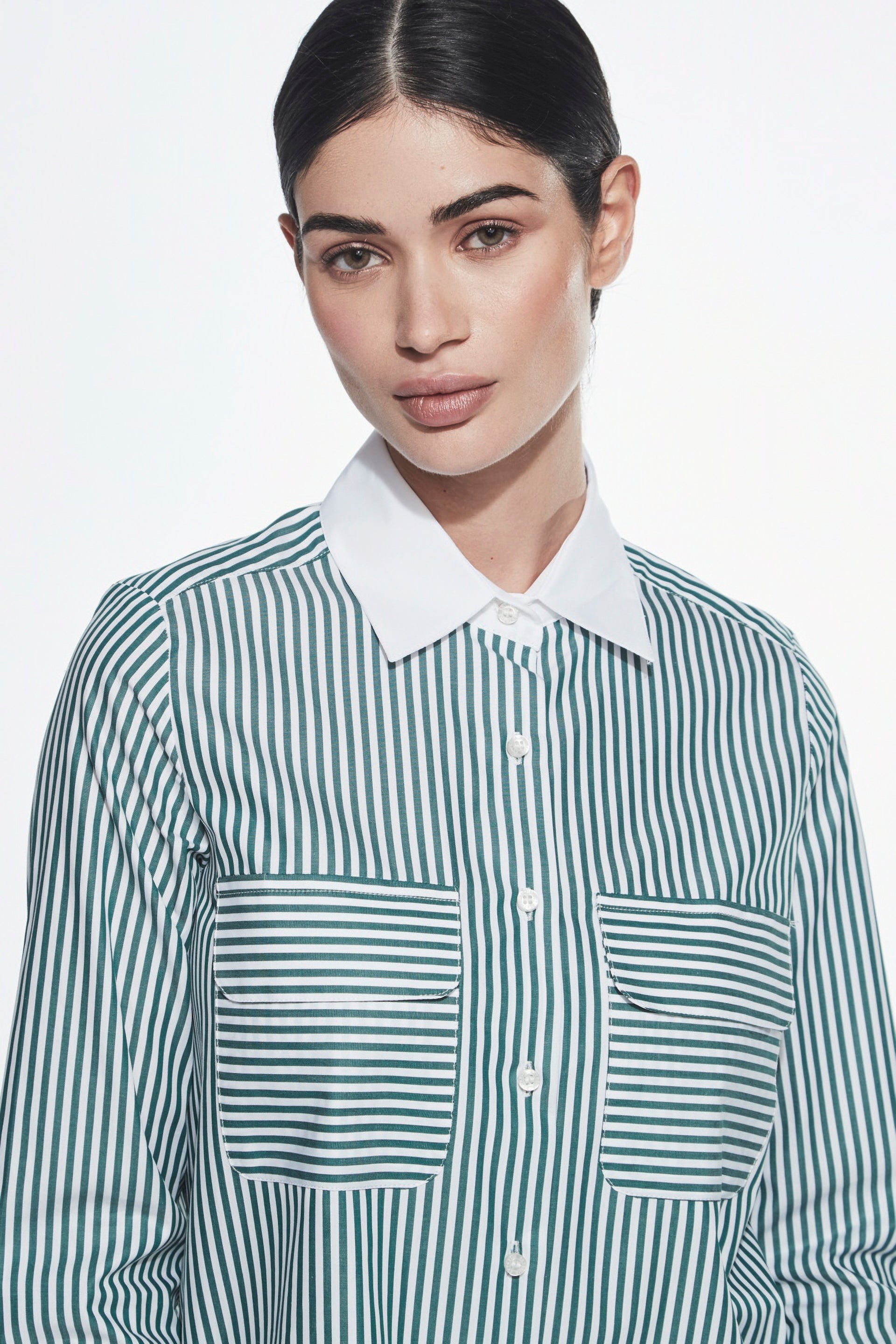 BRIANA GREEN STRIPED SHIRT
