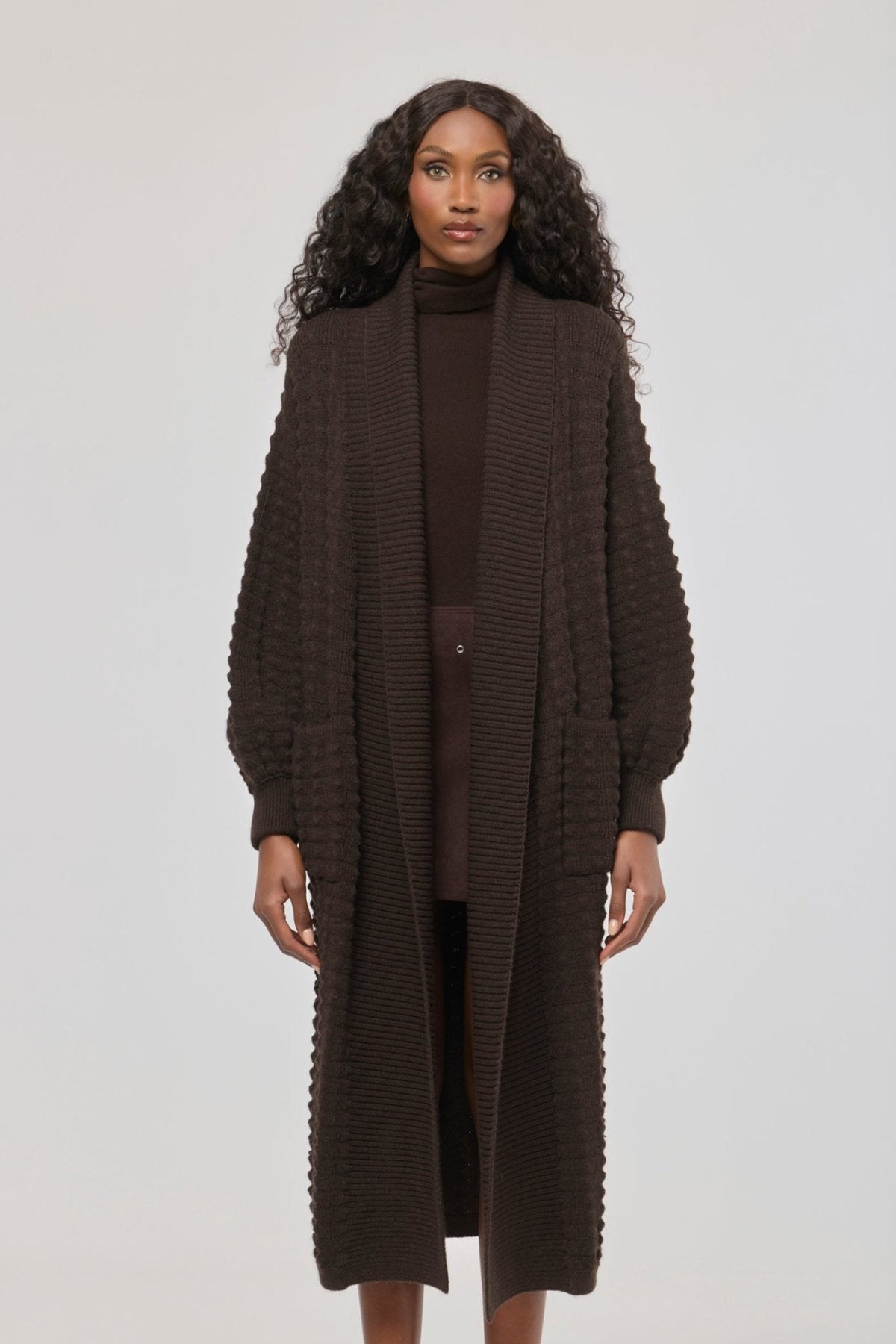 Dominic Long Brown Knit Cardigan - Limited Edition - THE EXTREME COLLECTION