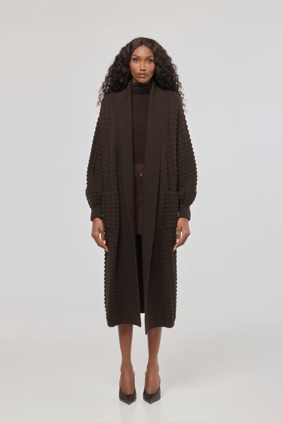 Dominic Long Brown Knit Cardigan - Limited Edition - THE EXTREME COLLECTION
