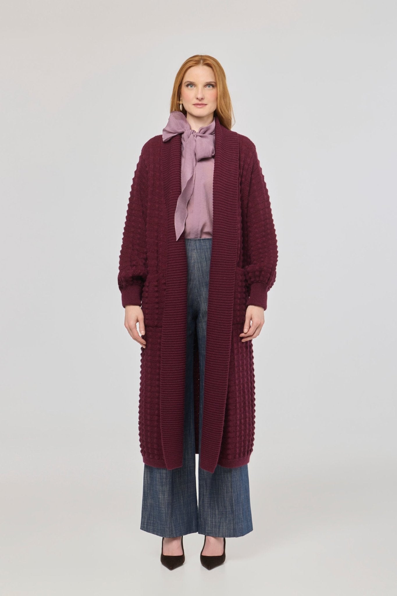 Dominic Long Burgundy Knit Cardigan - Limited Edition - THE EXTREME COLLECTION
