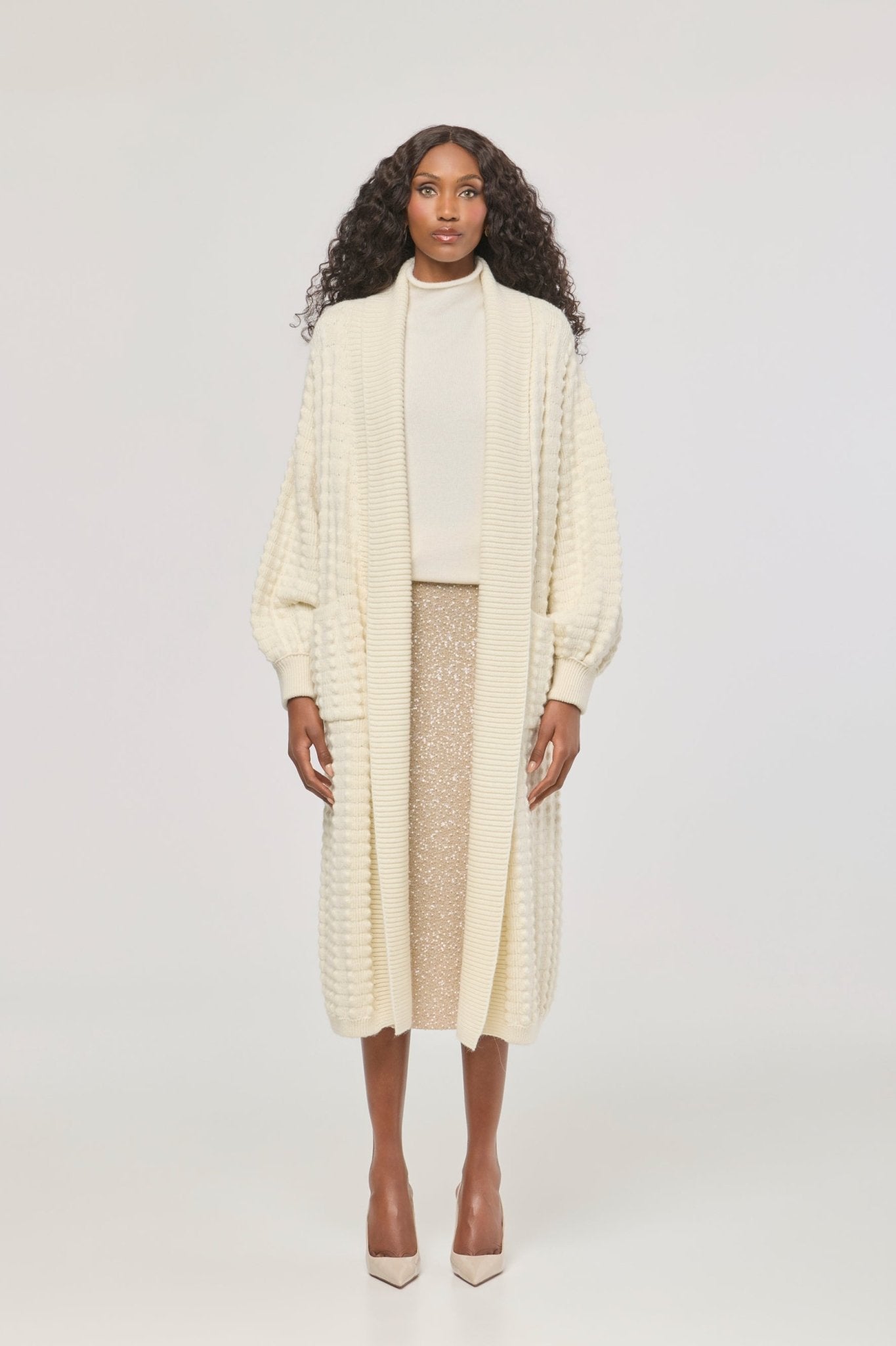 Dominic Long White Knit Cardigan - Limited Edition - THE EXTREME COLLECTION