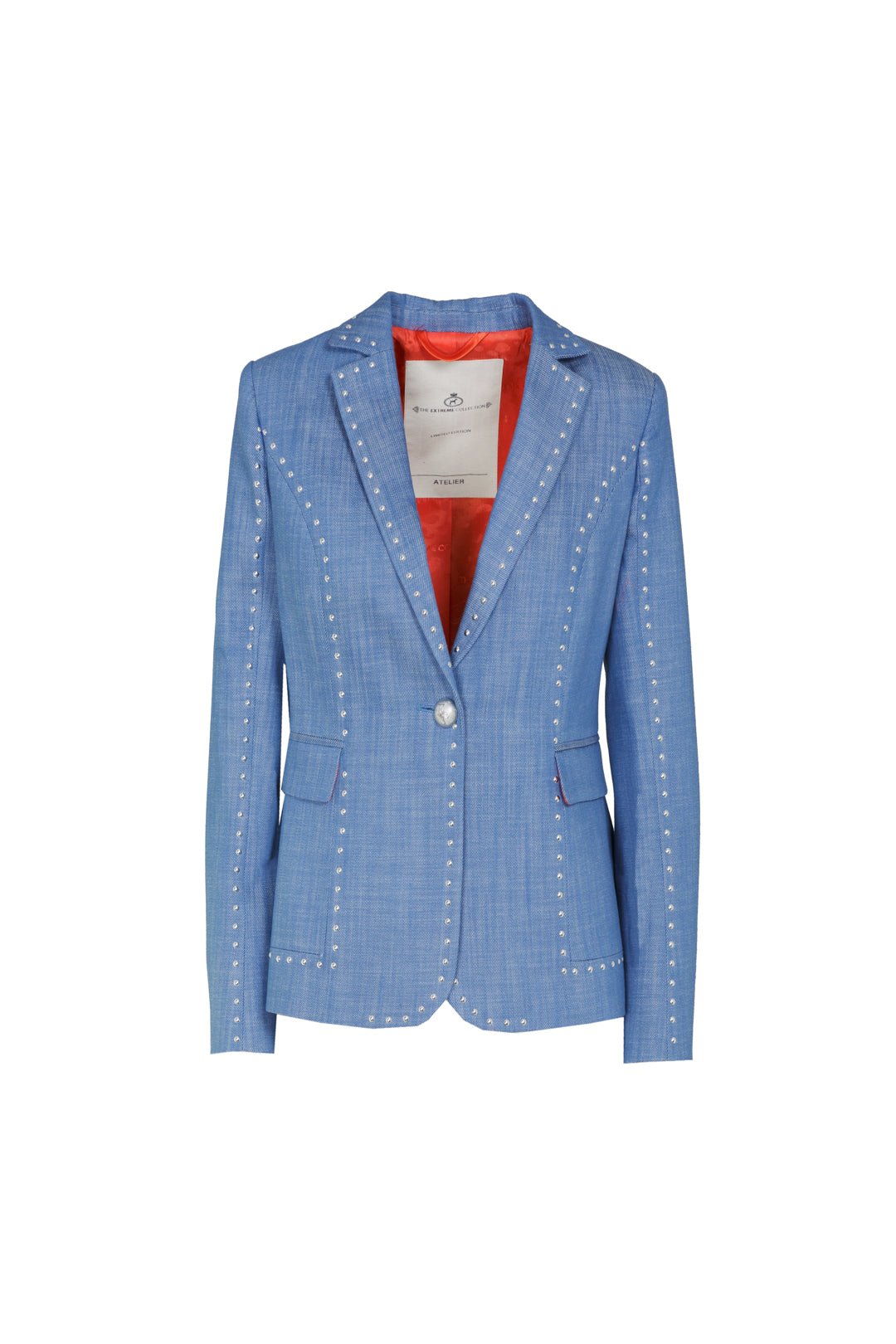 DOMINIQUE DENIM STUDDED BLAZER - THE EXTREME COLLECTION
