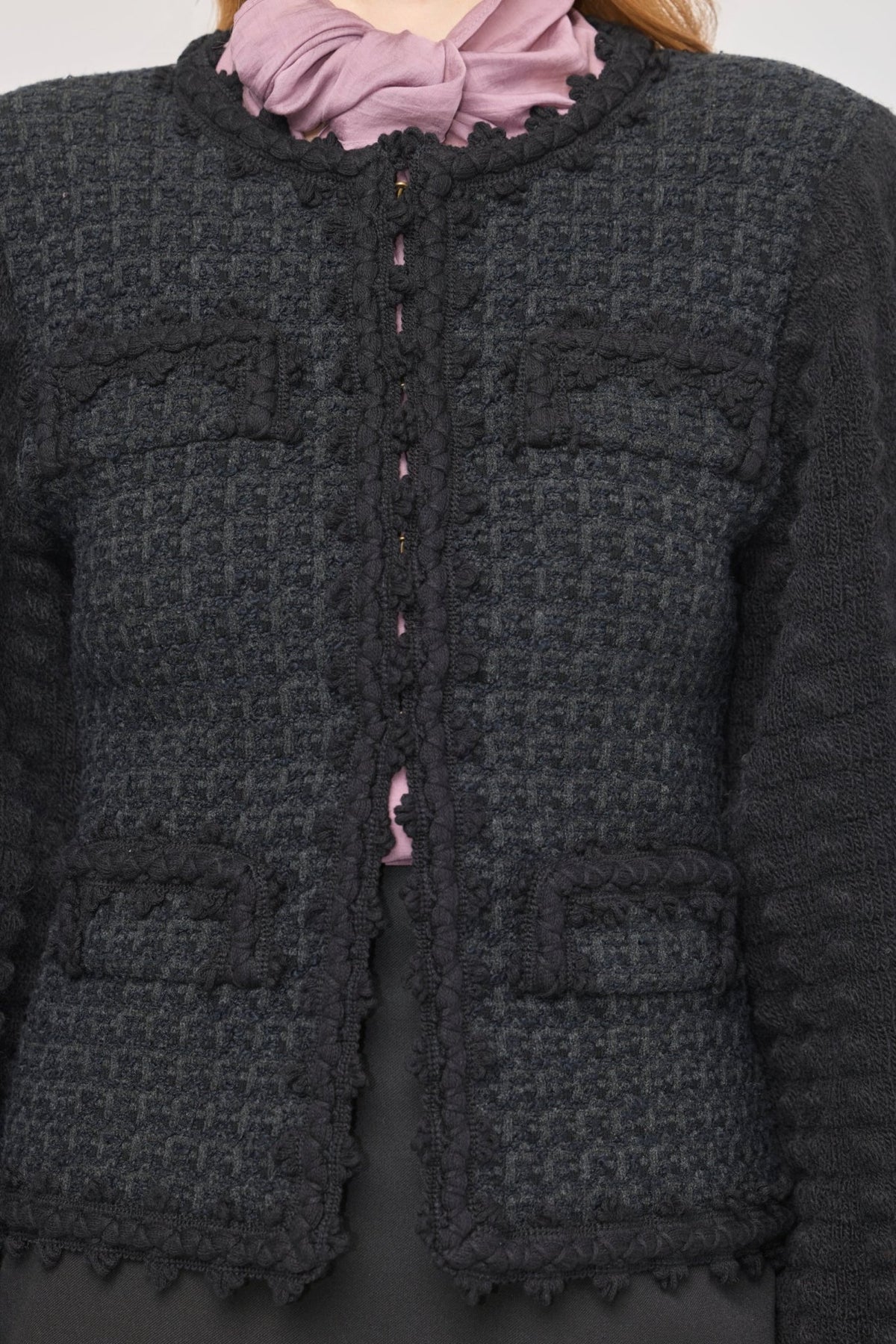 Kingston Structured Black Tweed-Style Cardigan - Limited Edition - THE EXTREME COLLECTION