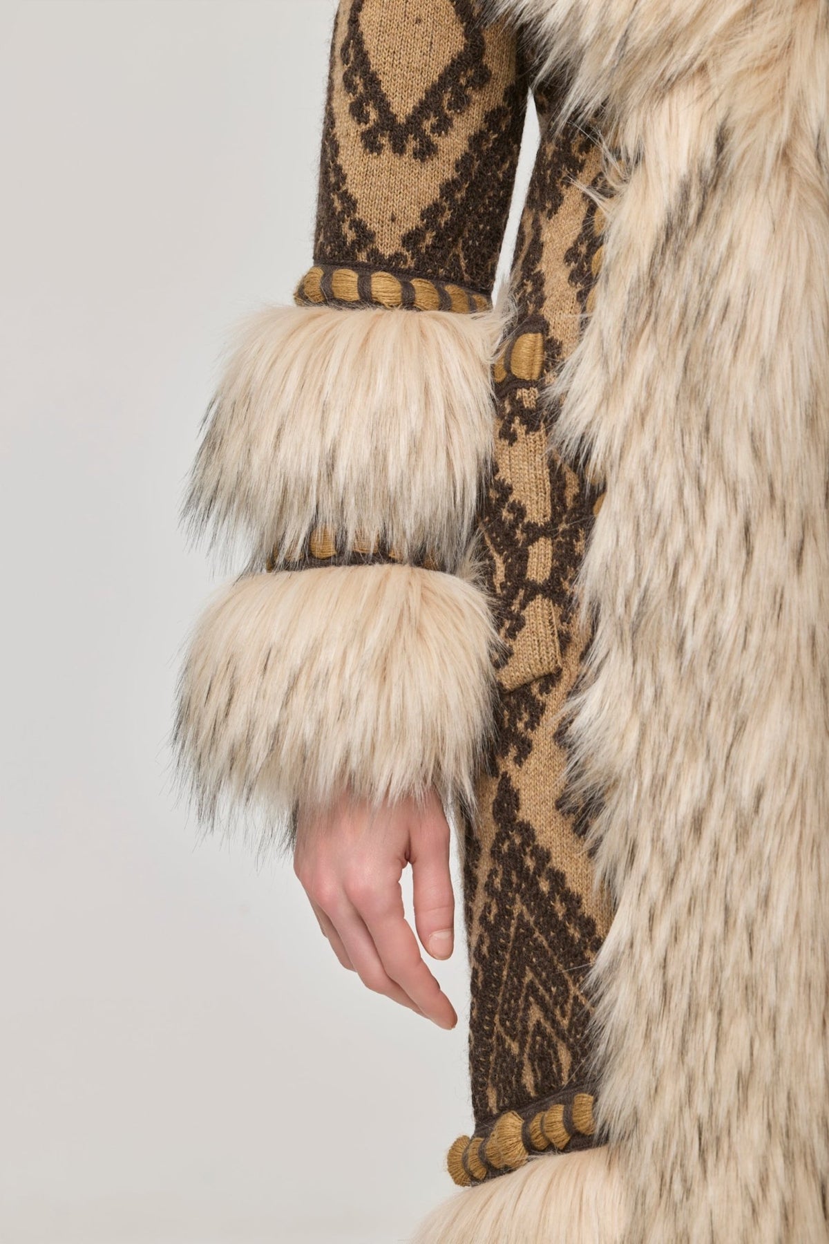 Kira Long Knit Coat with Faux Fur - Limited Edition - THE EXTREME COLLECTION