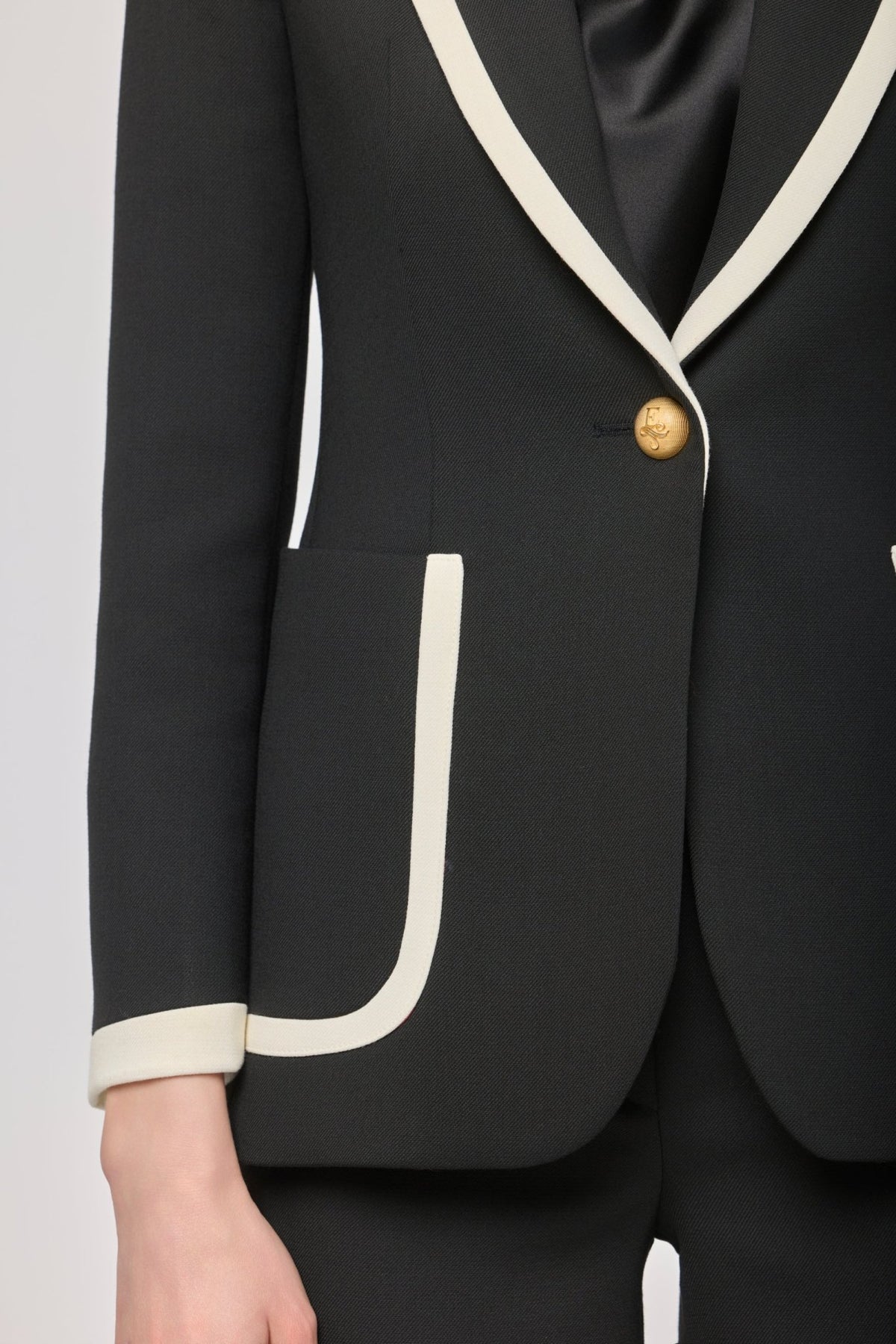Laurent Black Blazer with Contrast Piping - Limited Edition - THE EXTREME COLLECTION