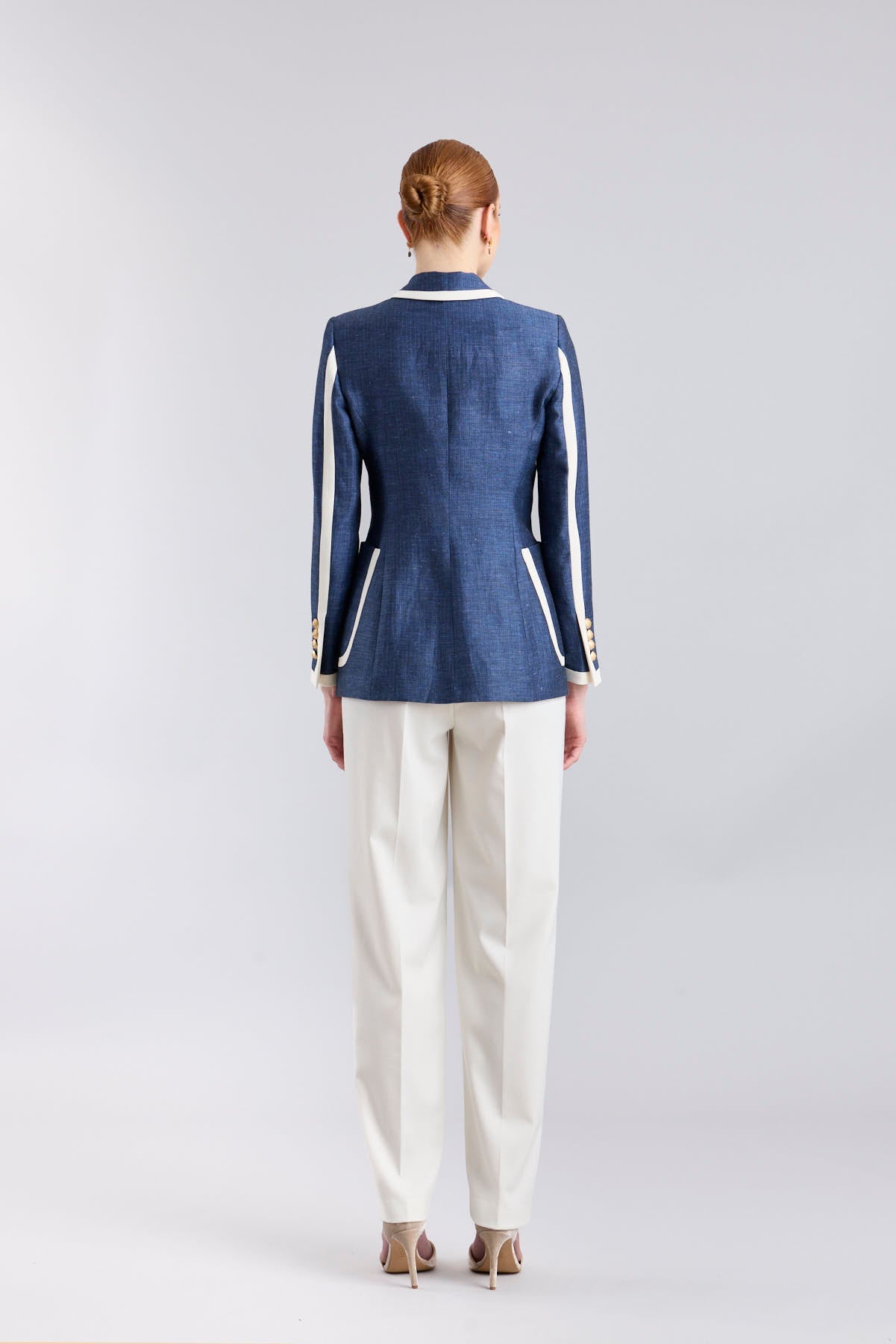 Laurent Blue Navy Tailored Blazer with Contrast Piping - Limited Edition - THE EXTREME COLLECTION