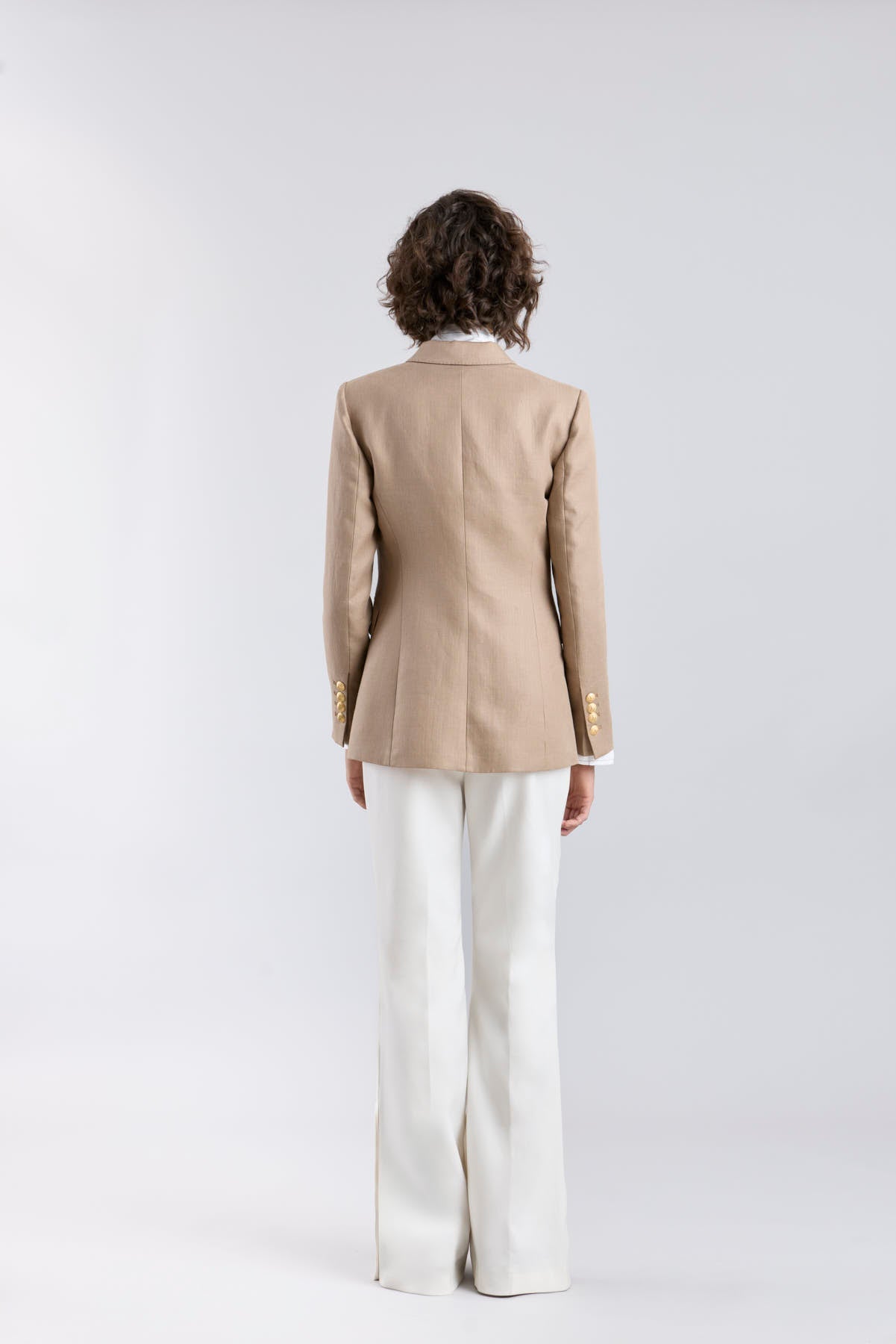 Leonetta Hazelnut Linen Tailored Blazer - Limited Edition - THE EXTREME COLLECTION