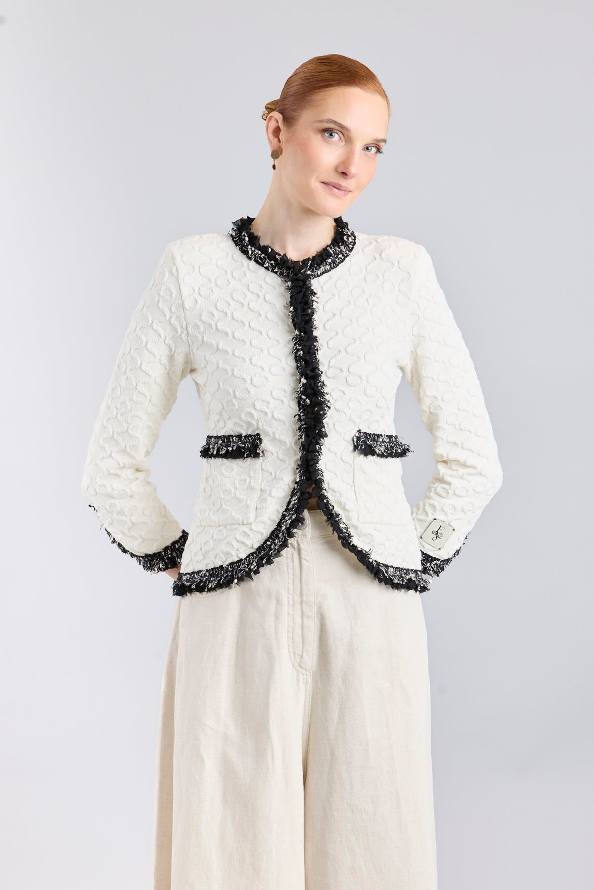 Ludovica White Jewel - Trim Structured Jacket - Limited Edition - THE EXTREME COLLECTION