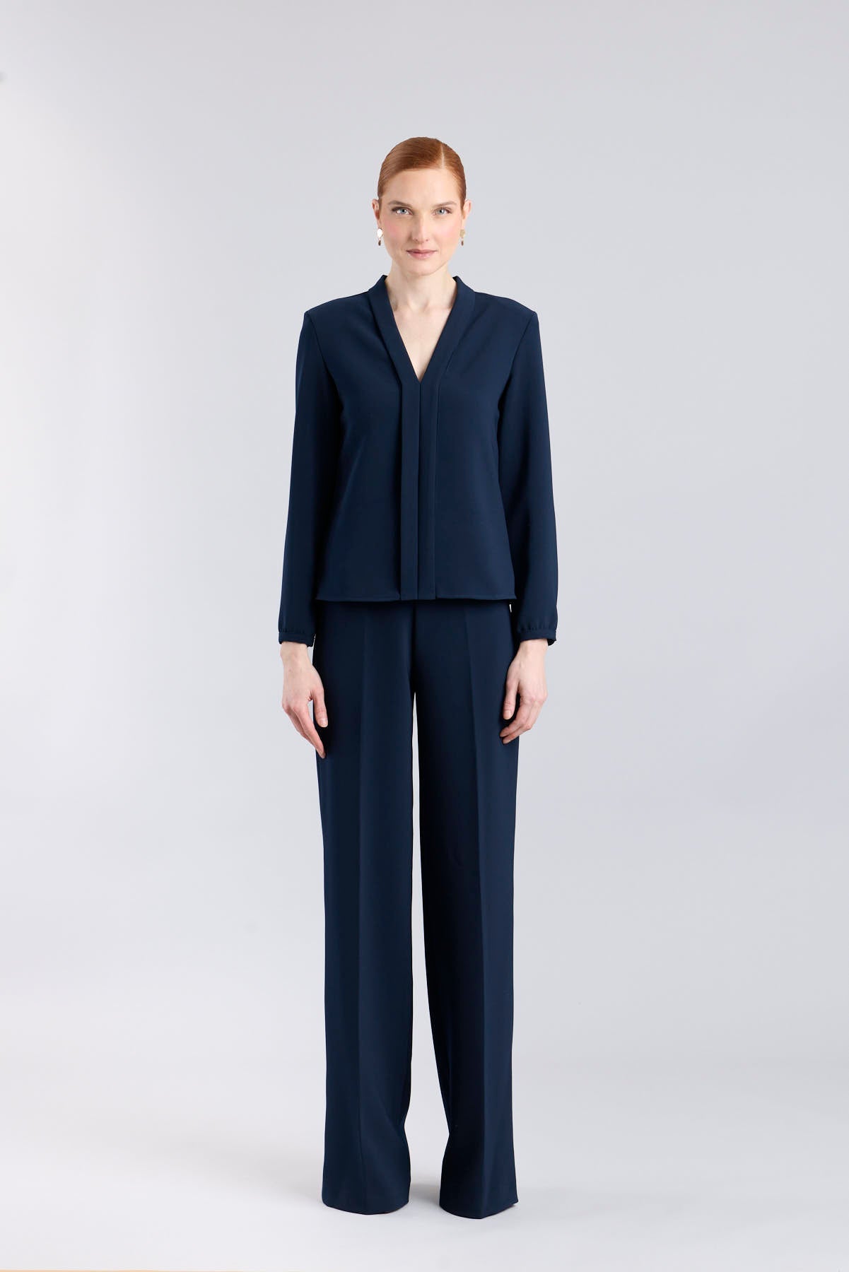 Navy Blue Tuxedo Collar Blouse - Limited Edition - THE EXTREME COLLECTION
