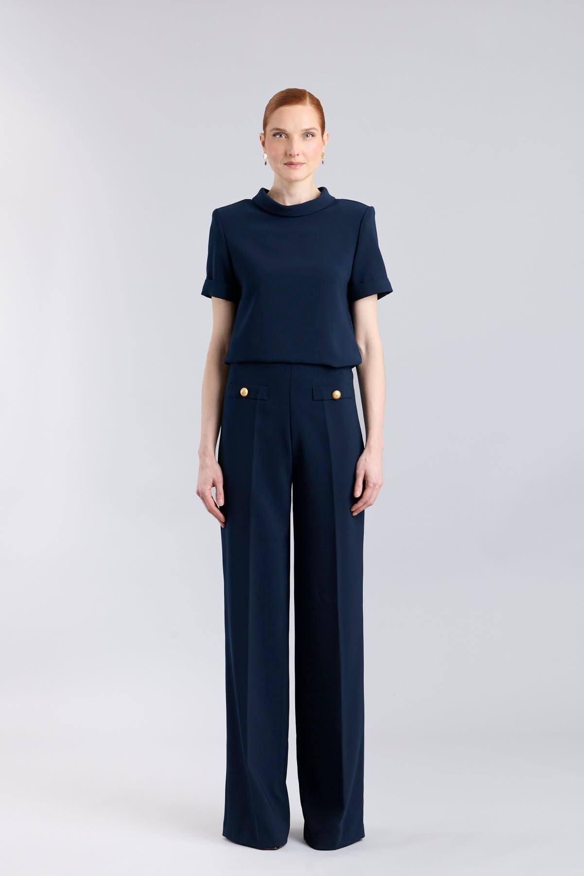 Navy Perkins Collar Top - Limited Edition - THE EXTREME COLLECTION