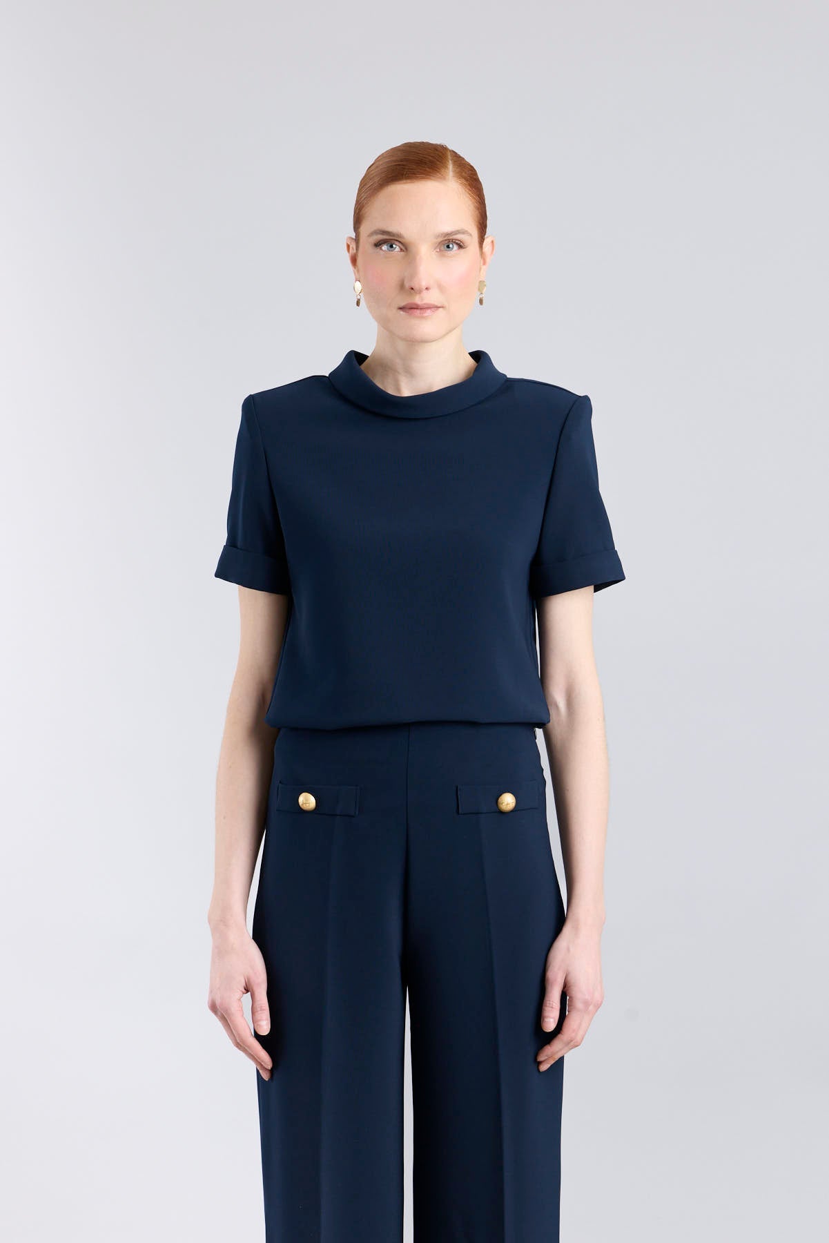Navy Perkins Collar Top - Limited Edition - THE EXTREME COLLECTION