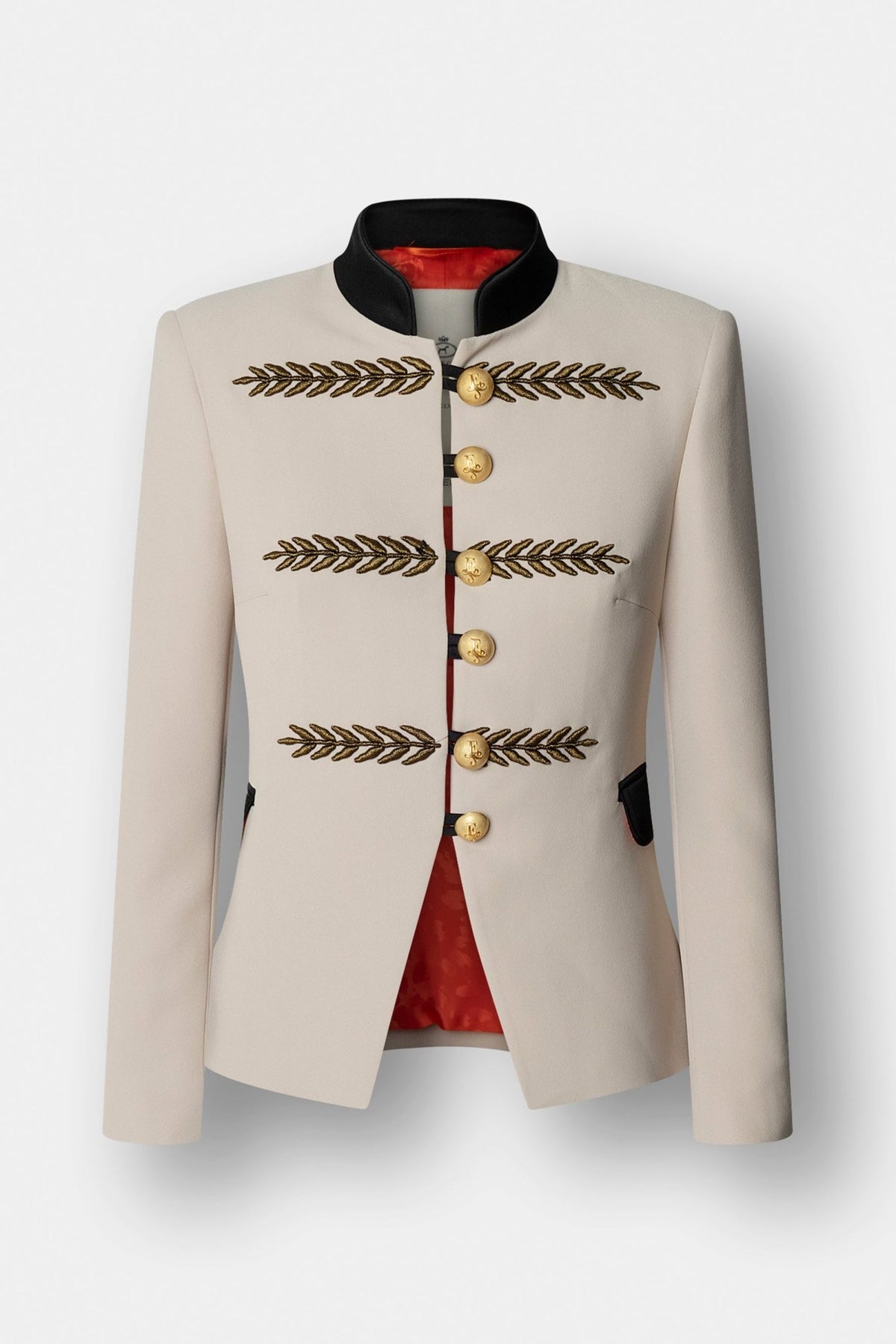 Renata Gold Cropped Beige Embroidered Blazer - Limited Edition - THE EXTREME COLLECTION