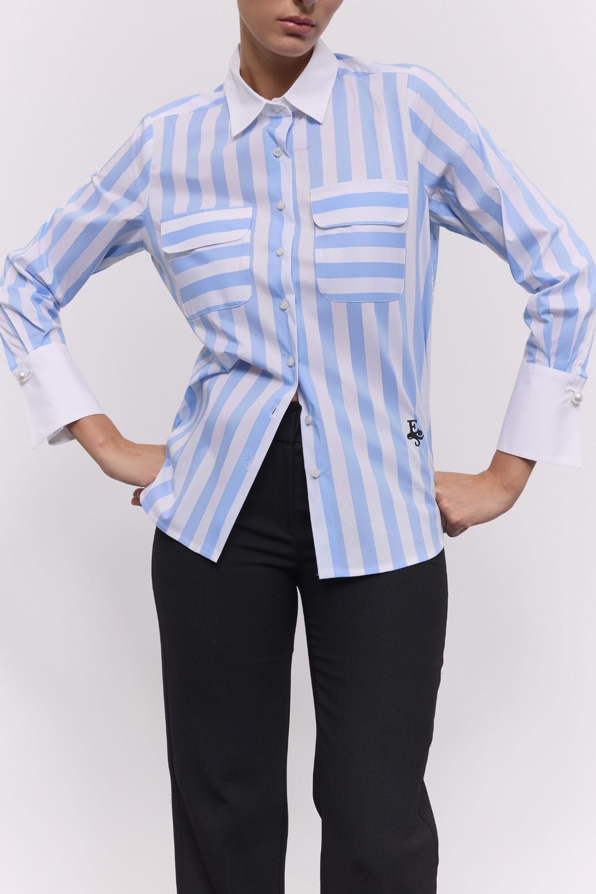Sky Blue Striped Shirt Gabrielle - Limited Edition - THE EXTREME COLLECTION