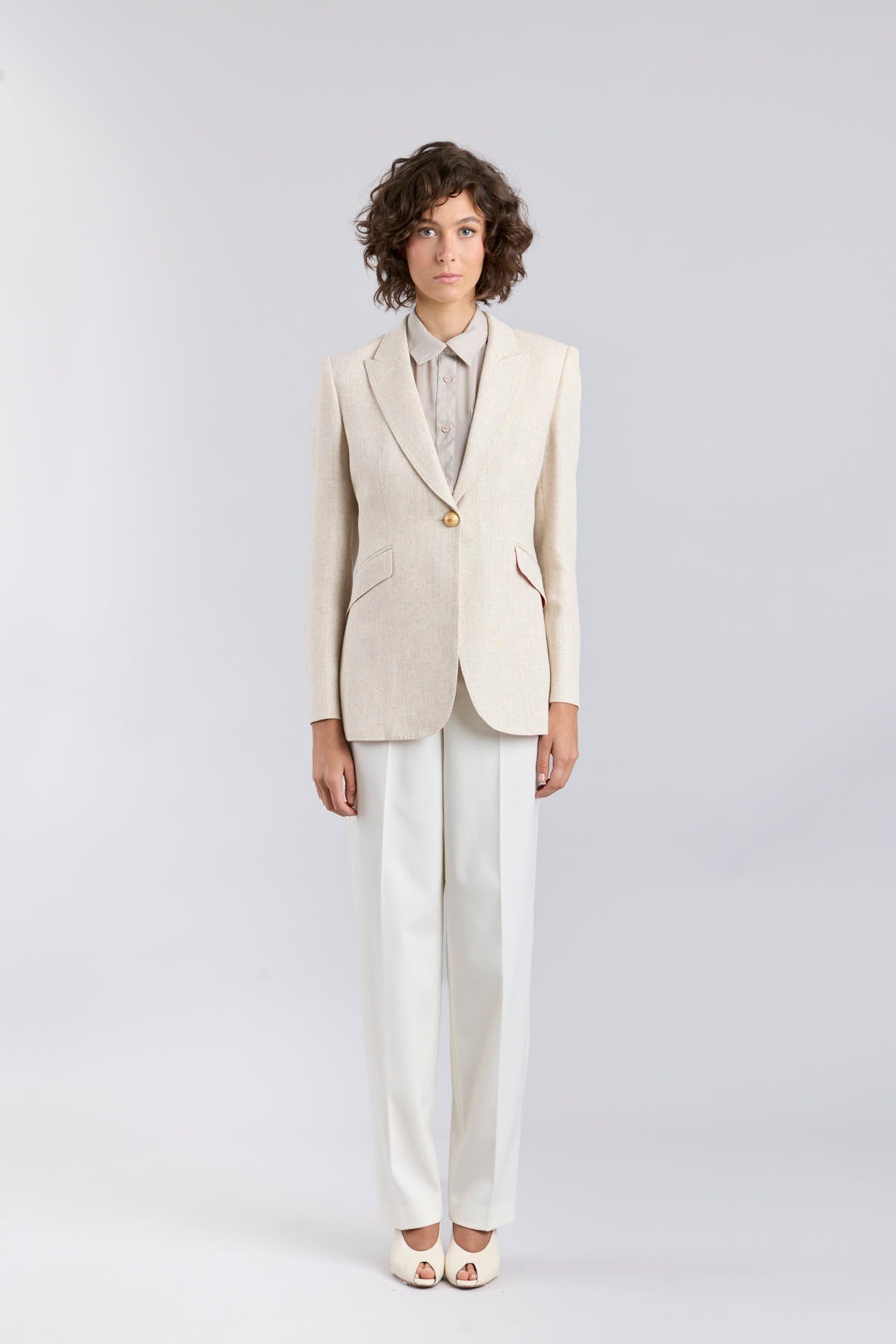 Sofia Sand Linen Tailored Blazer - Limited Edition - THE EXTREME COLLECTION