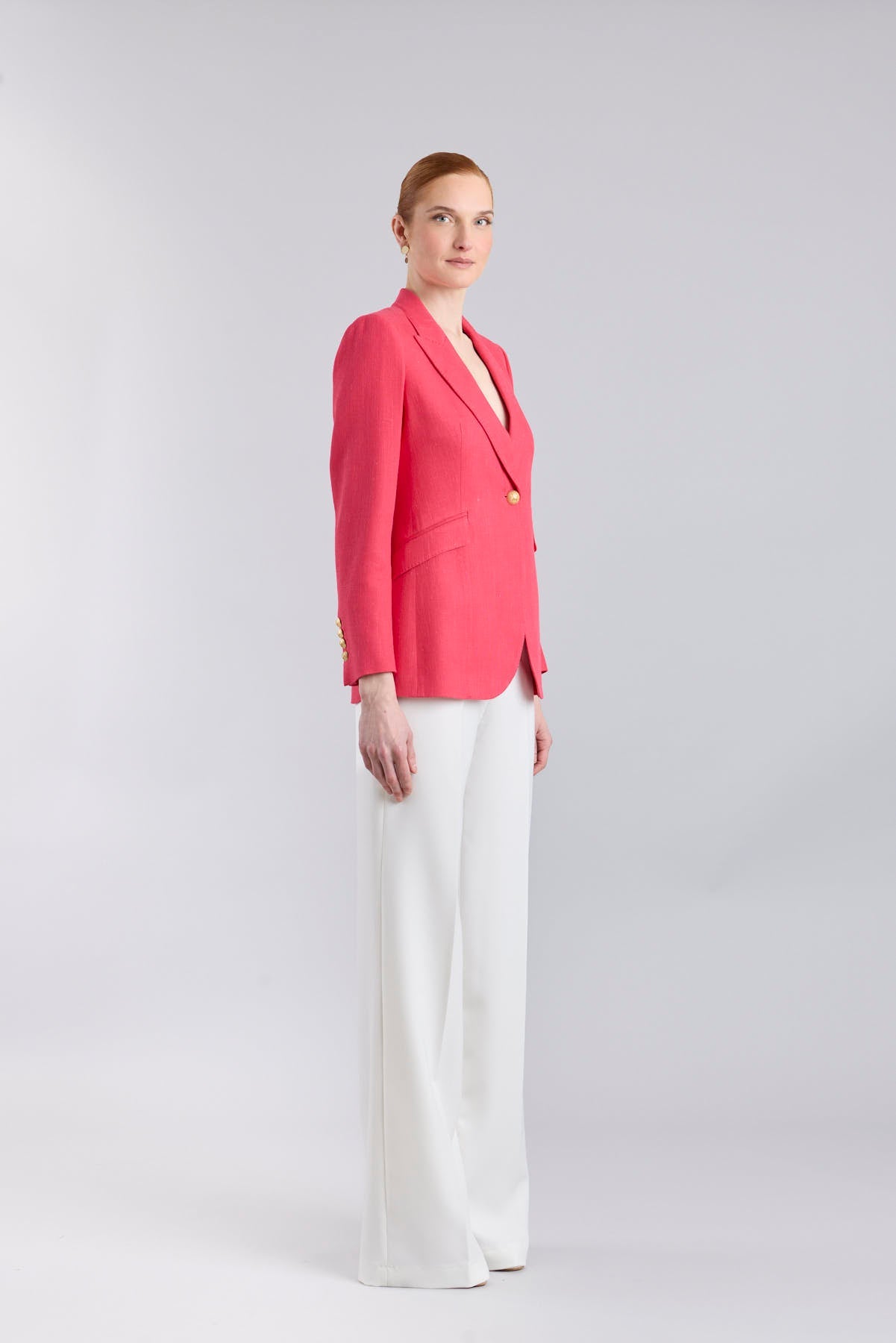 Sofia Vibrant Fuchsia Linen Tailored Blazer - Limited Edition - THE EXTREME COLLECTION