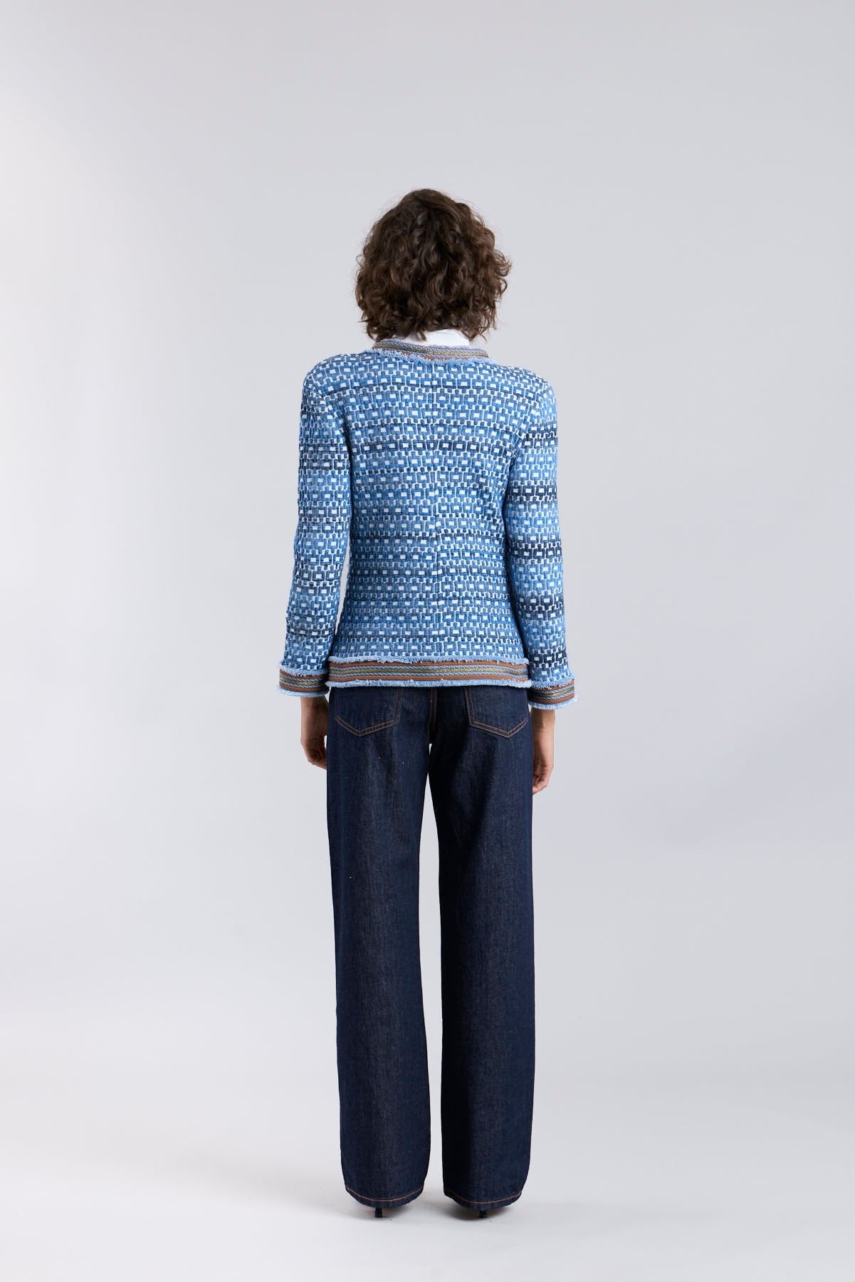 Tedy Blue Textured Geometric Knit Jacket - Limited Edition - THE EXTREME COLLECTION