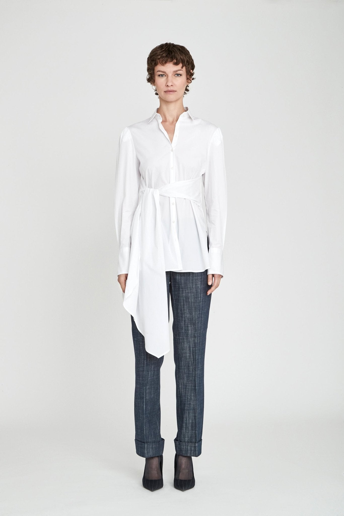 Theodore White Tie - Waist Shirt - THE EXTREME COLLECTION