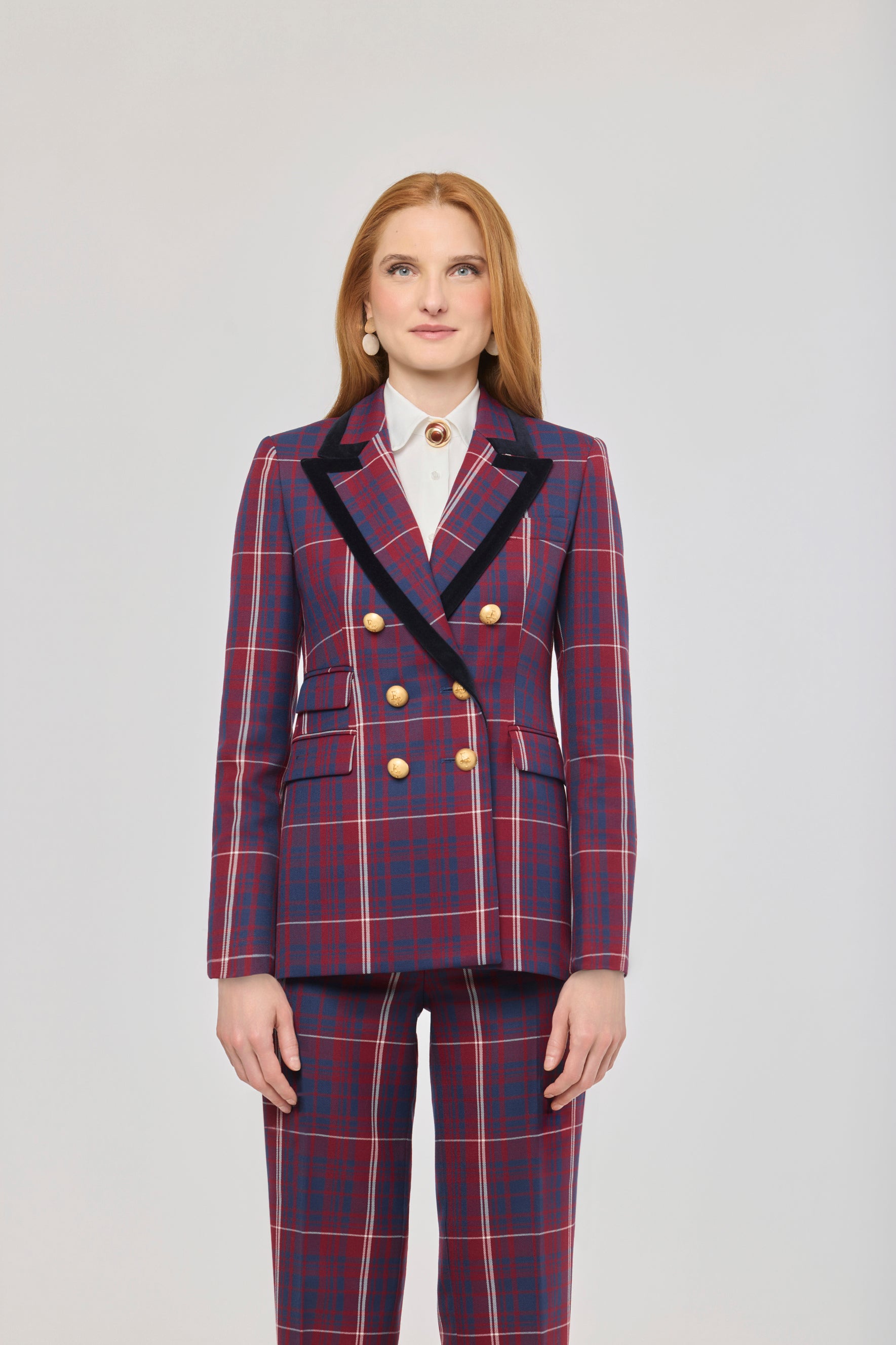 Anderson Checked Blazer with Velvet Lapel - Limited Edition