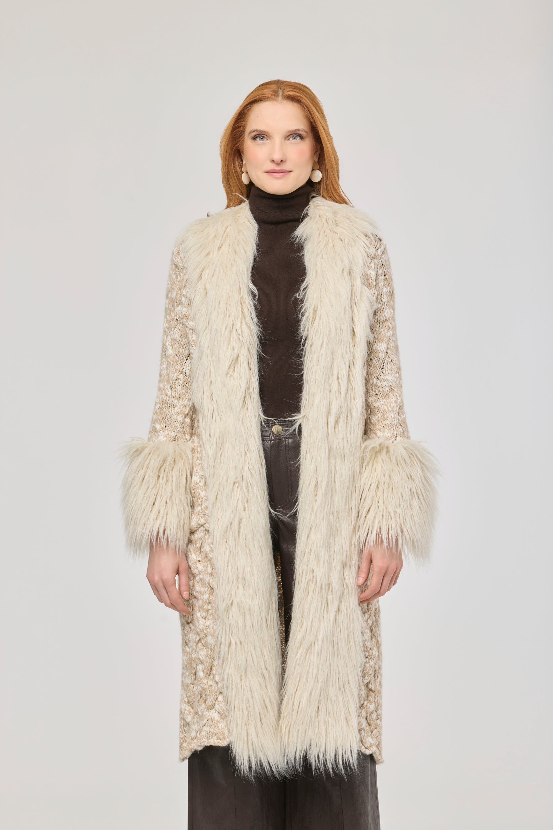 Connor Long Knit Coat with Faux Fur - Limited Edition