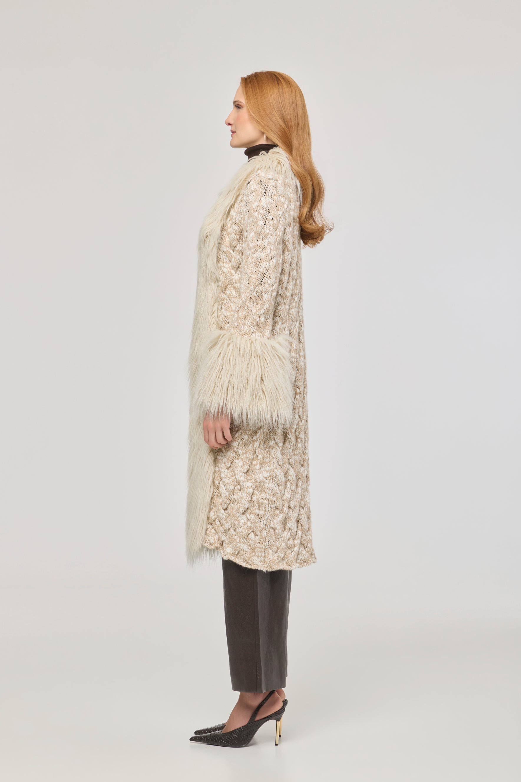 Connor Long Knit Coat with Faux Fur - Limited Edition