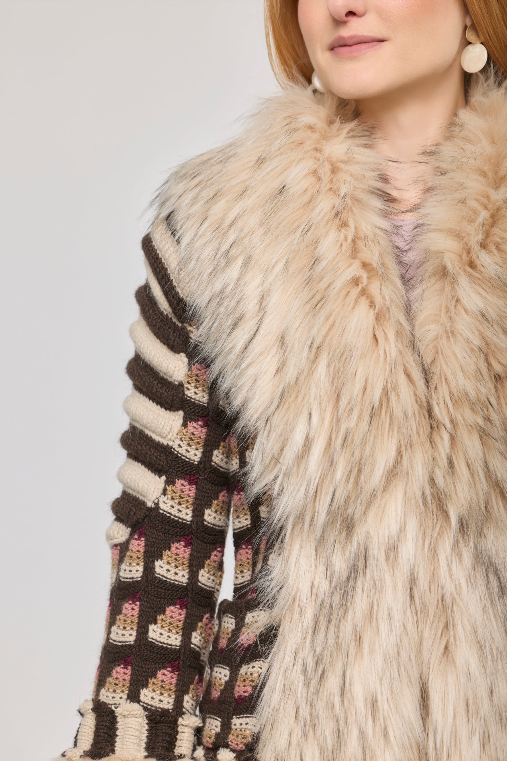 Daisy Short Knit Coat with Faux Fur - Limited Edition