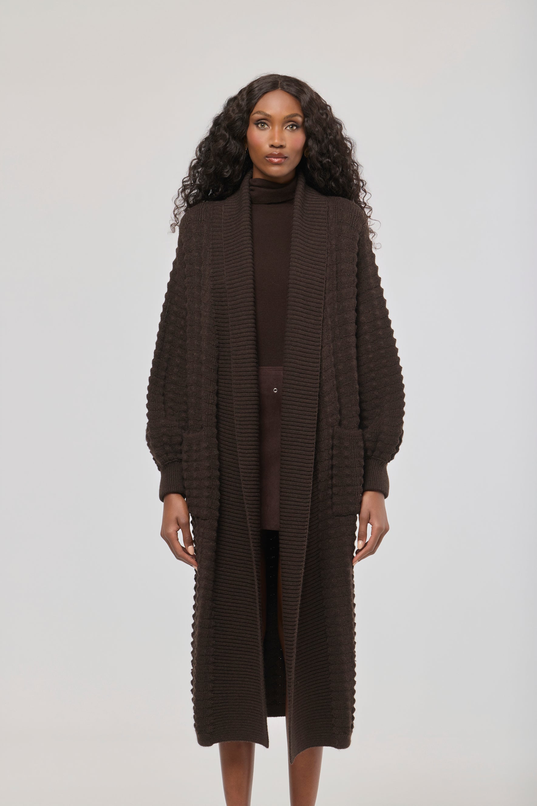 Dominic Long Brown Knit Cardigan - Limited Edition