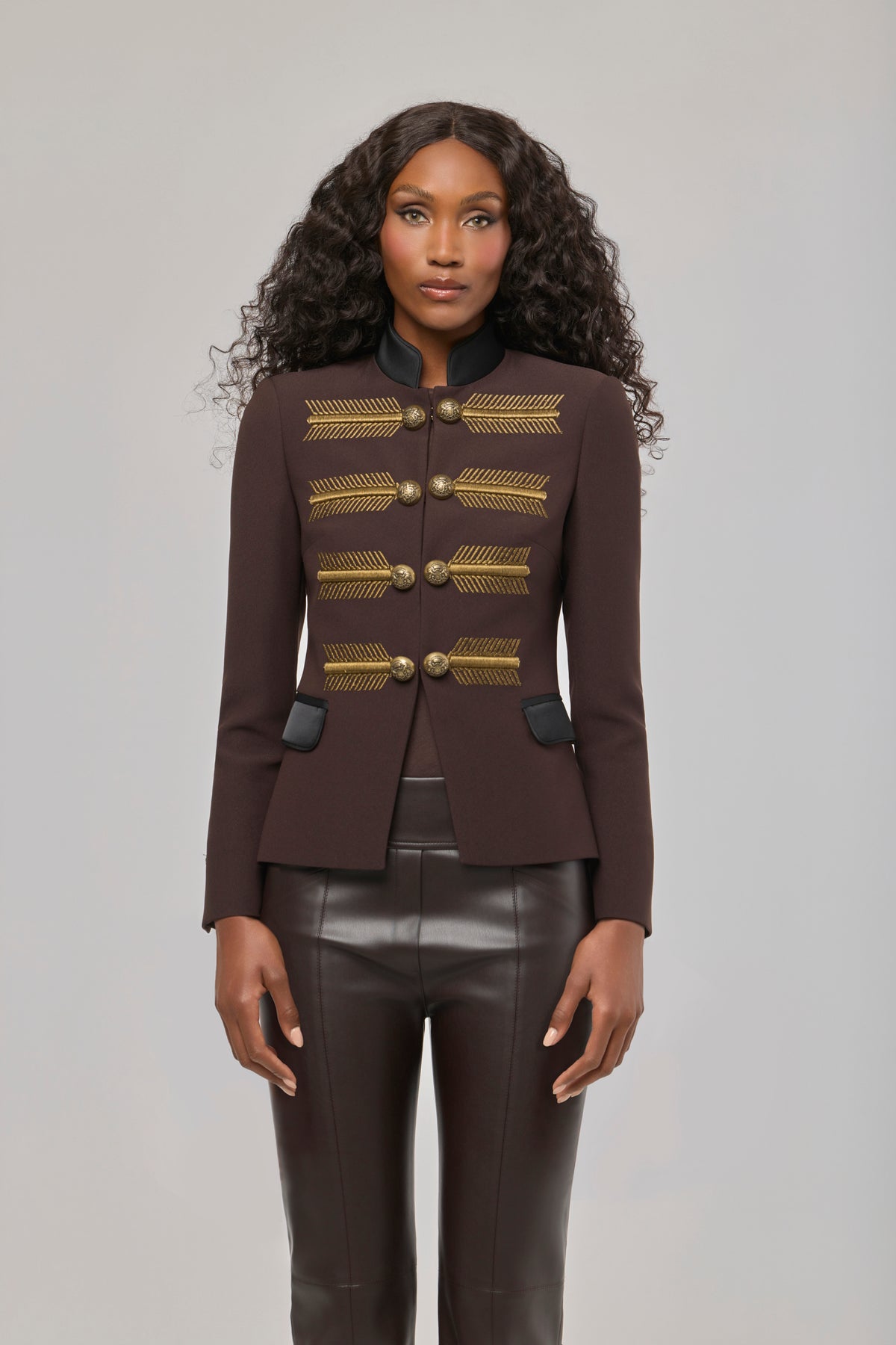 Brown Gold-Embroidered Blazer James Jacket - Limited Edition