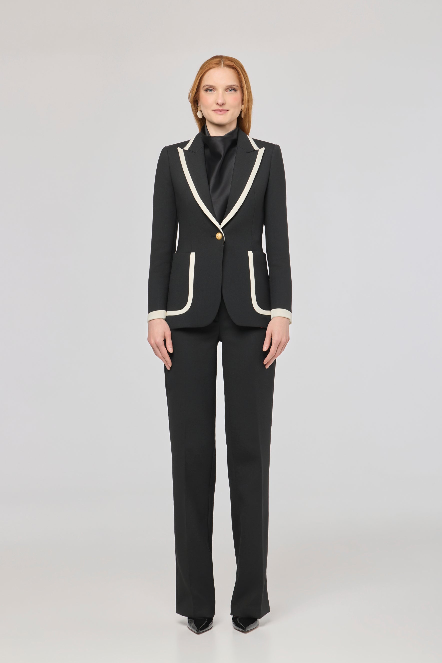 Laurent Black Blazer with Contrast Piping - Limited Edition