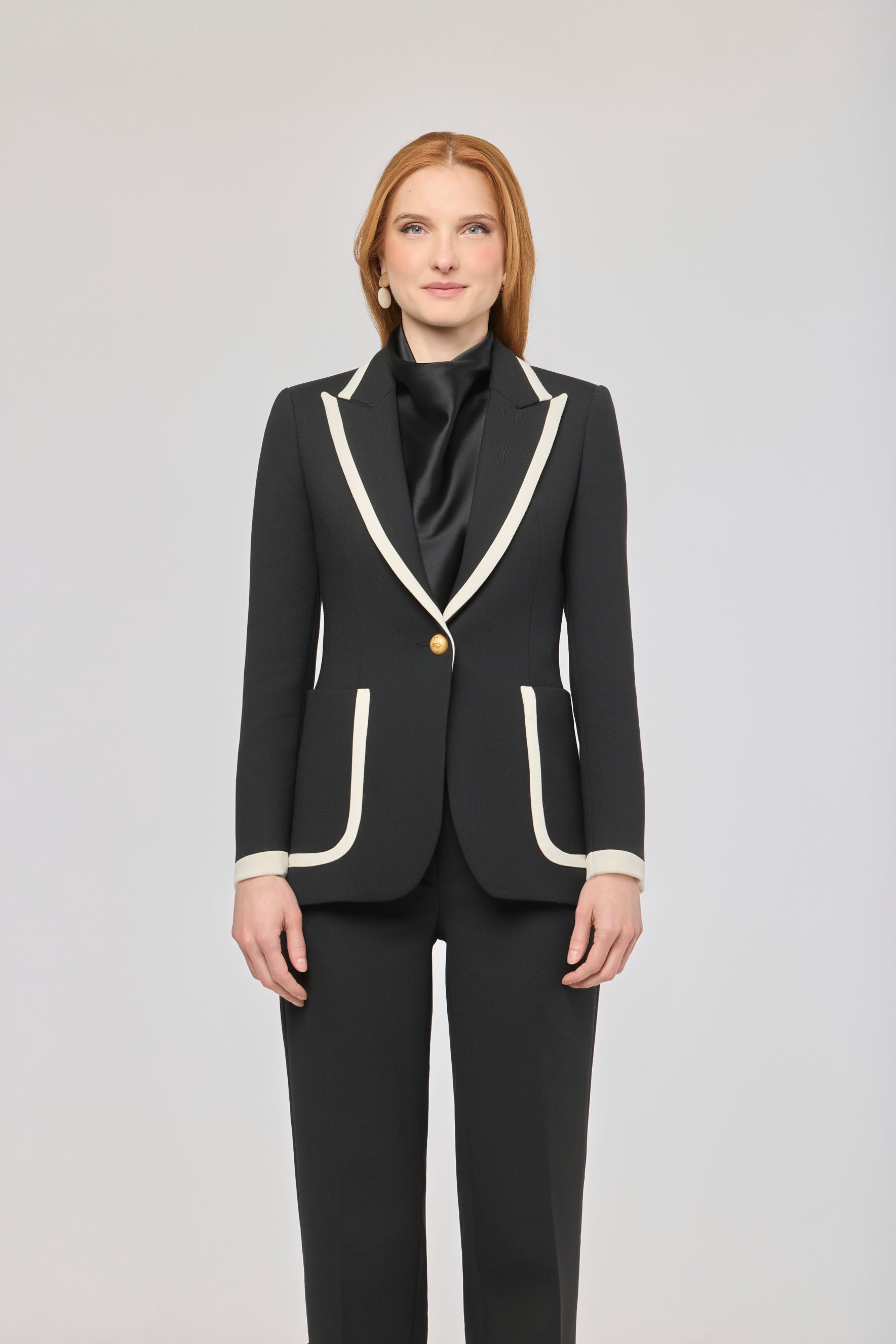 Laurent Black Blazer with Contrast Piping - Limited Edition