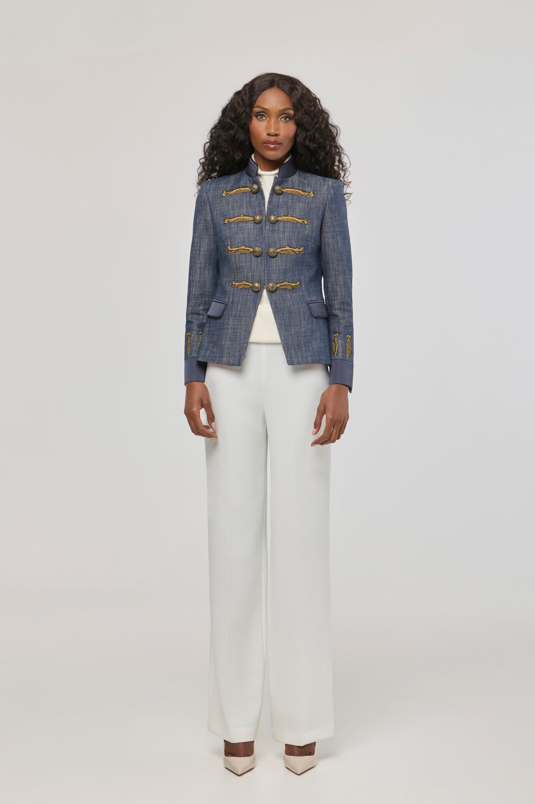 Nuvola Denim Embroidered Cotton Blazer - Limited Edition