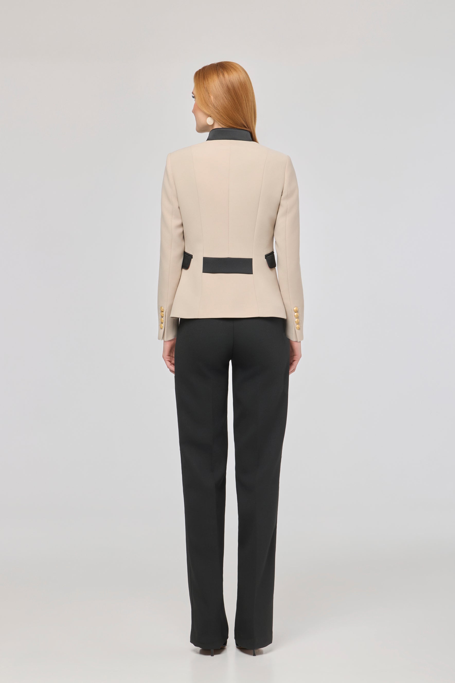 Renata Gold Cropped Beige Embroidered Blazer - Limited Edition