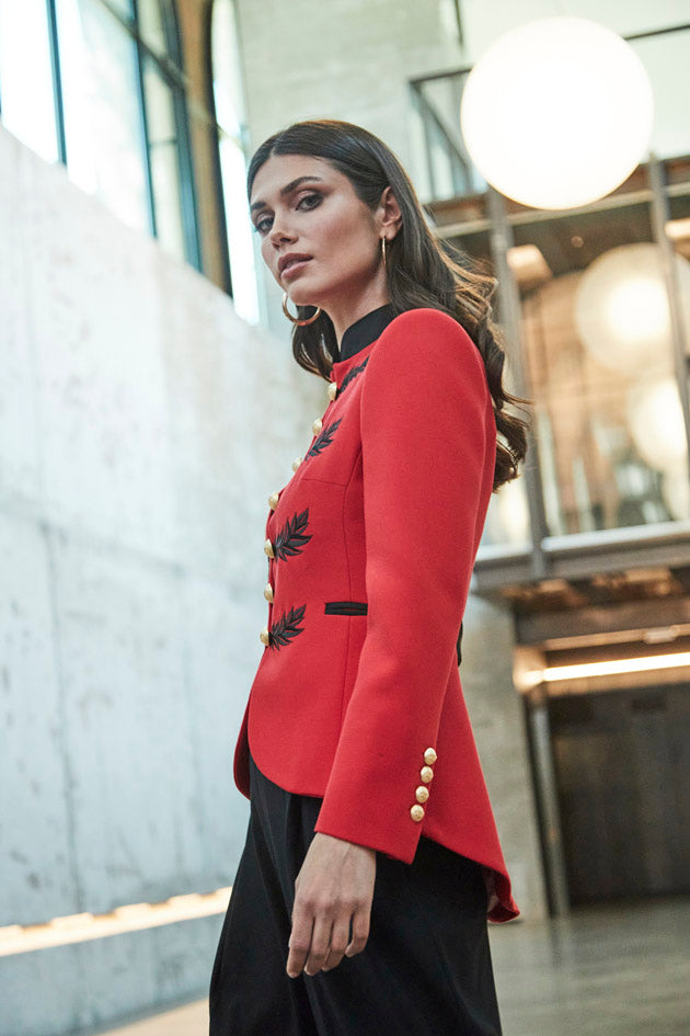 RENATA BLACK RED MILITARY BLAZER