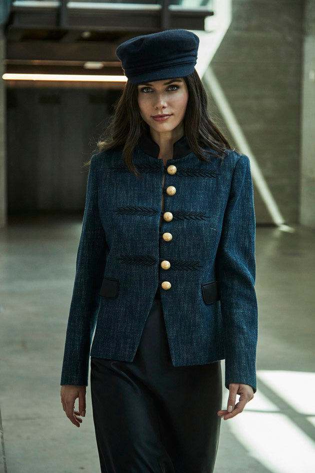 RENATA BLEU HERRIC EMBROIDERED DENIM BLAZER