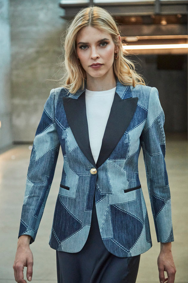 BLOSSOM PATCHWORK DENIM BLAZER