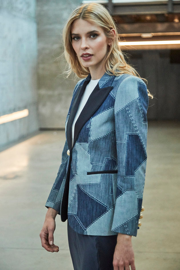 BLOSSOM PATCHWORK DENIM BLAZER