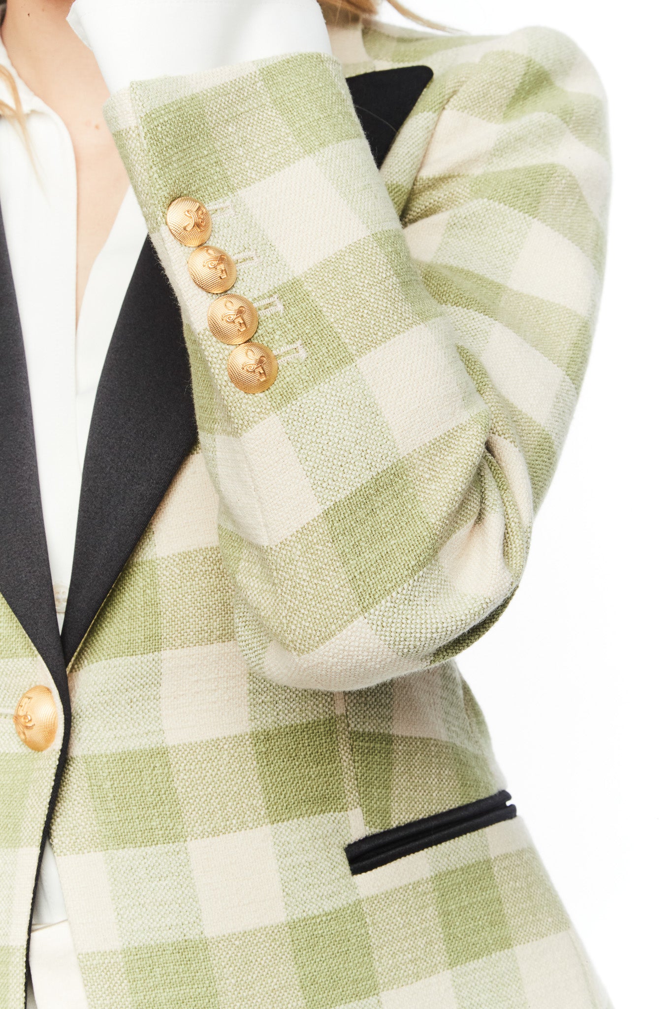 BERRY CHECKED TUXEDO BLAZER