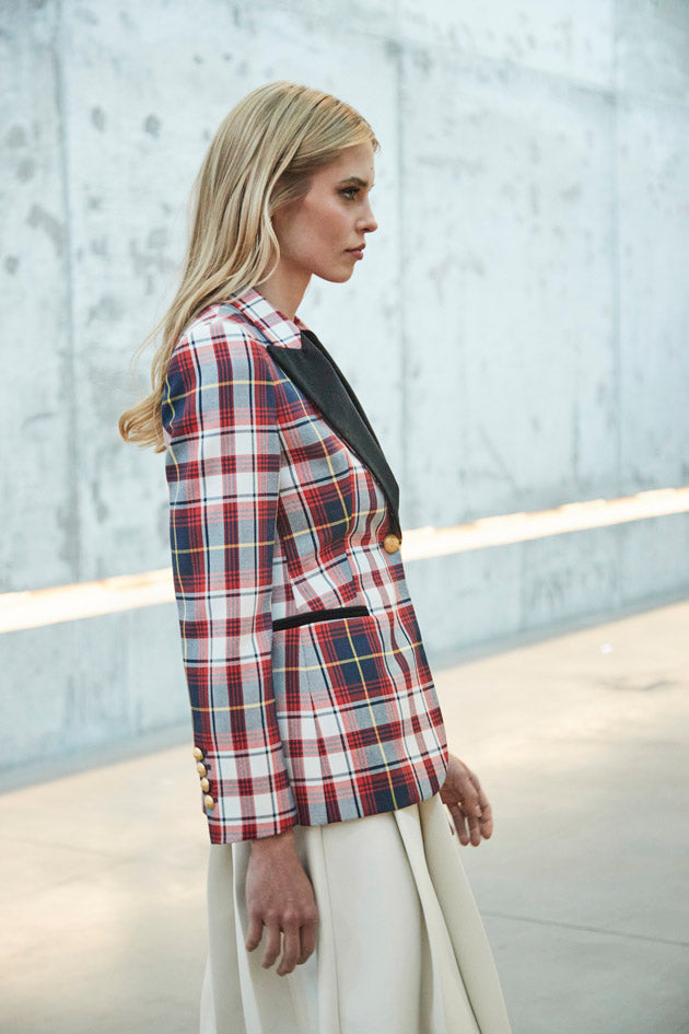 ANABEL CHECKED TUXEDO BLAZER