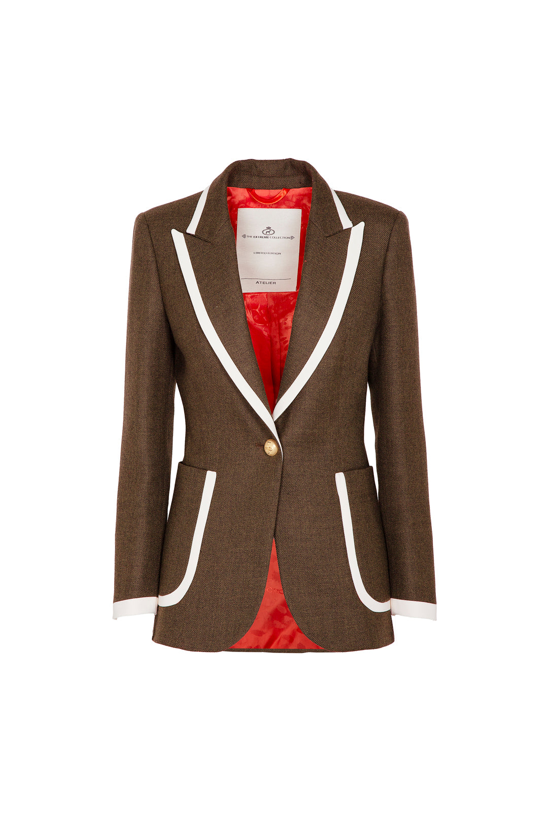 LAURENT BROWN ONE BUTTON BLAZER