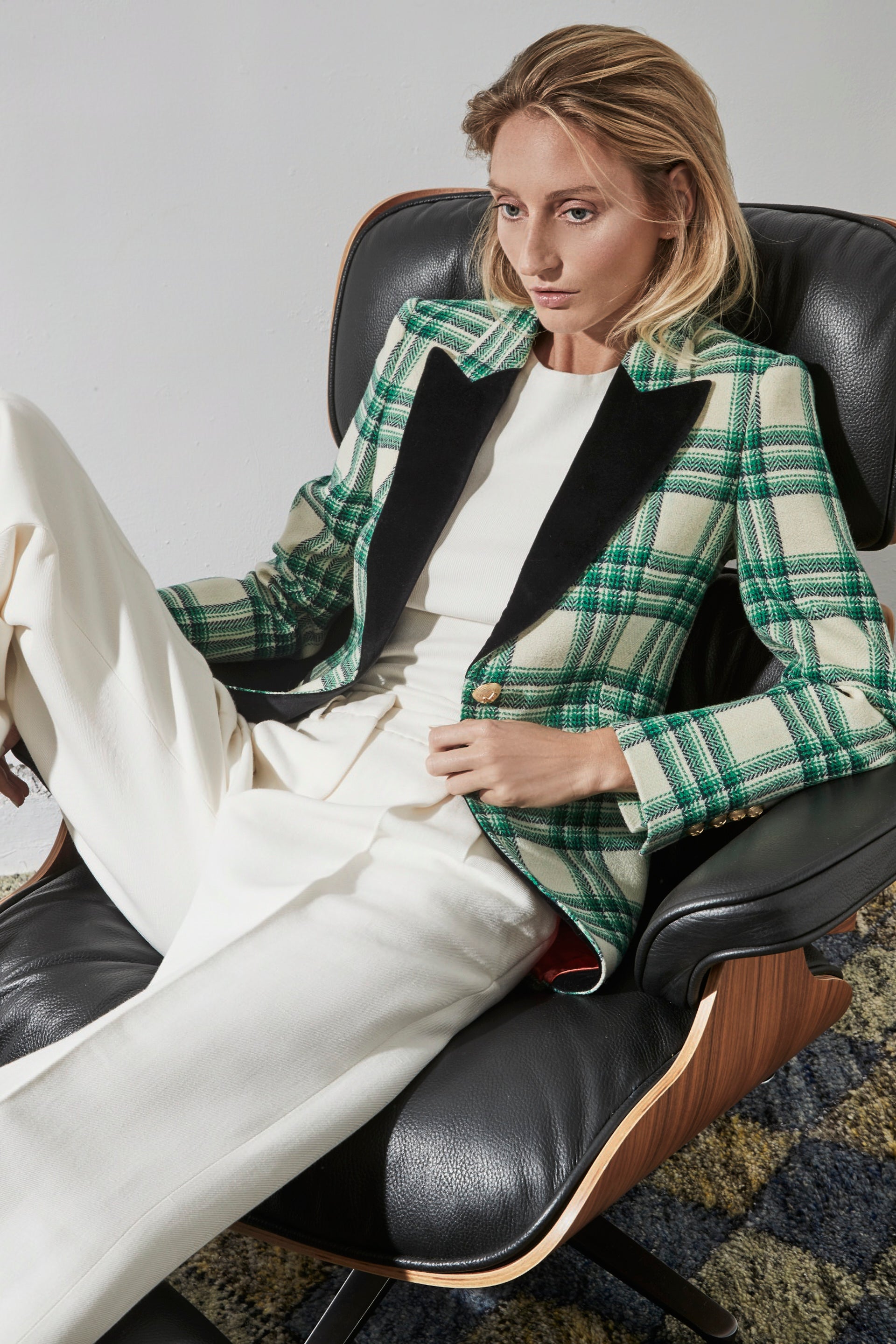 GIULIA GREEN CHECKED BLAZER