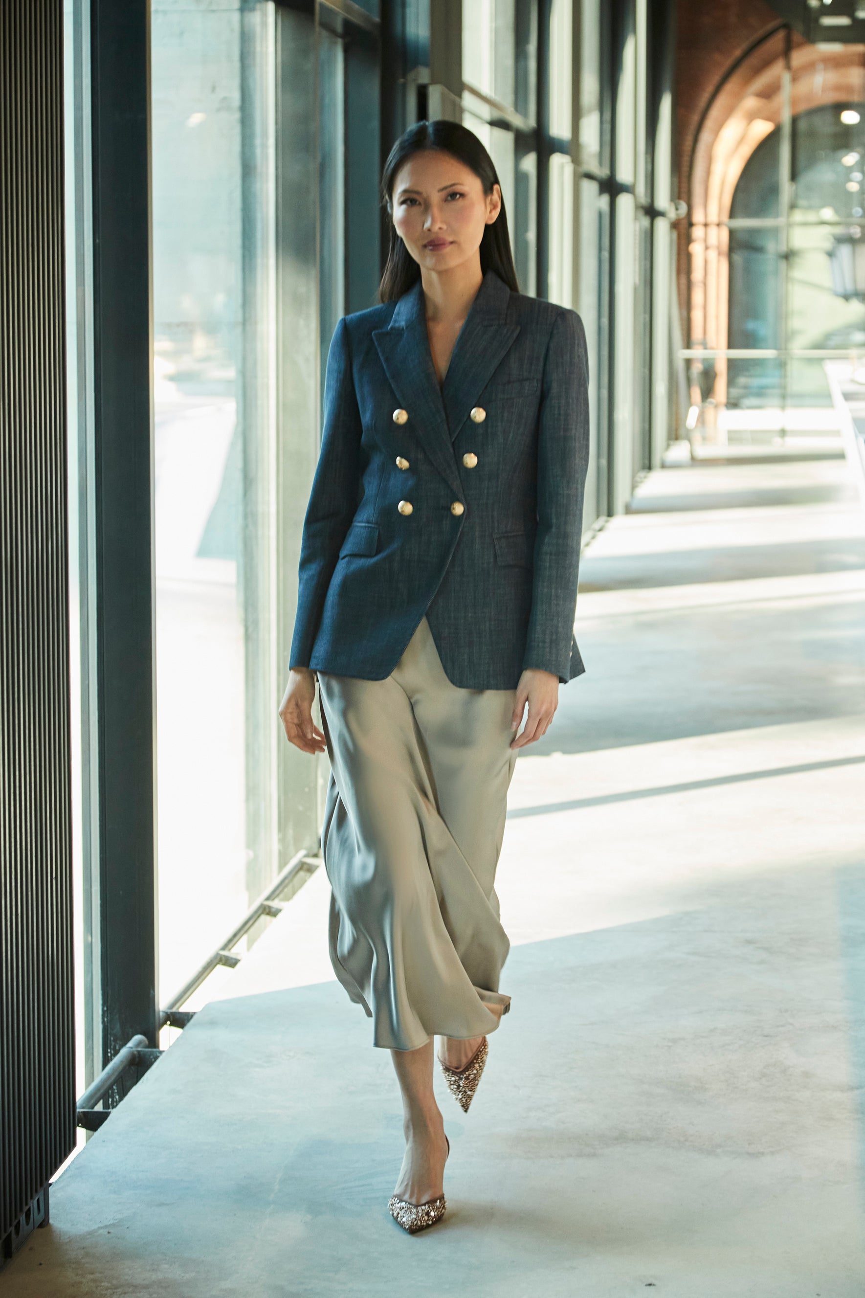 PIETRO DOUBLE-BREASTED DENIM BLAZER