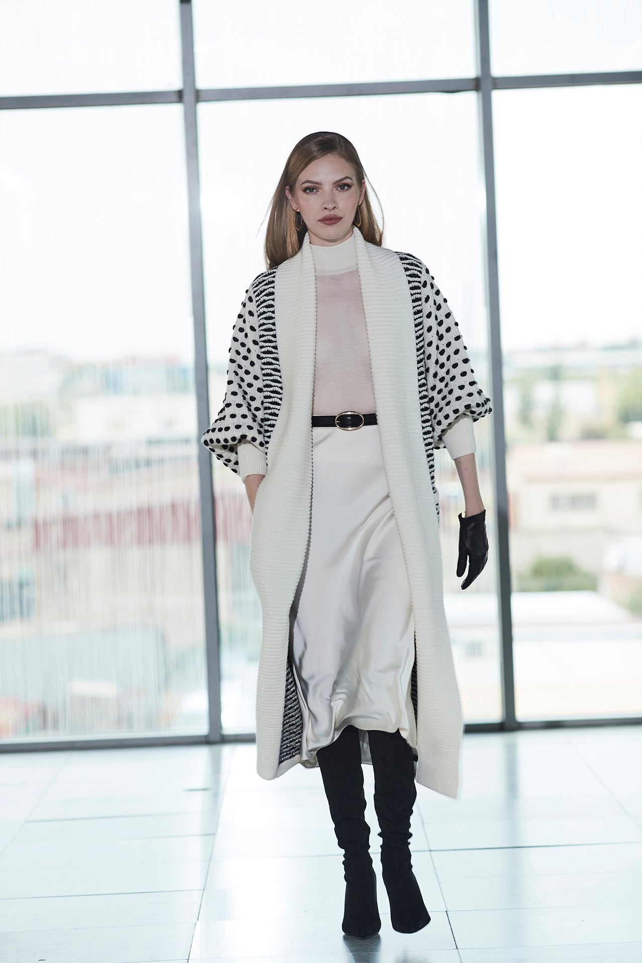 CELILE LONG IVORY CARDIGAN