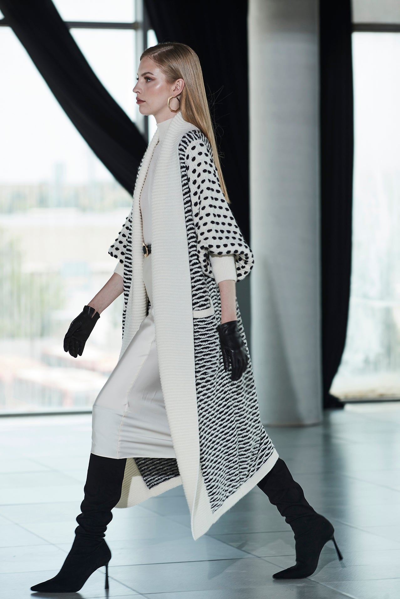 CELILE LONG IVORY CARDIGAN