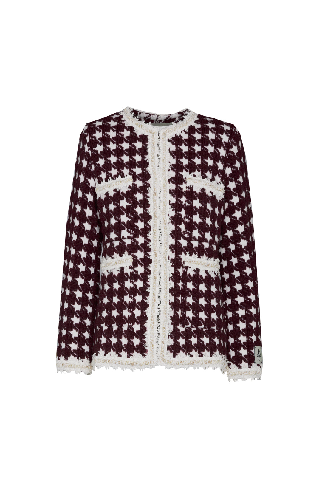 MARGOT SHORT BURGUNDY HOUNDSTOOTH JACKET