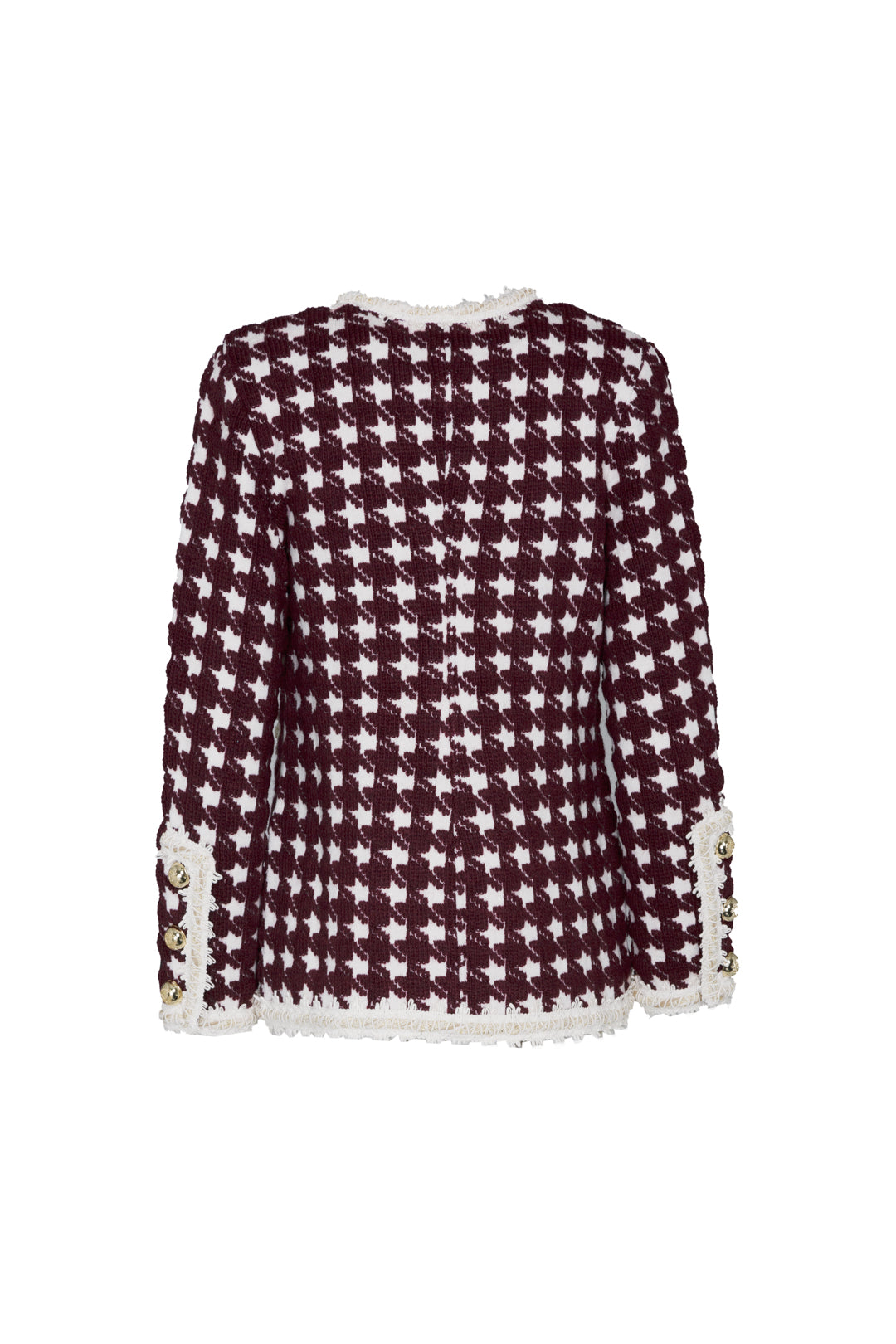 MARGOT SHORT BURGUNDY HOUNDSTOOTH JACKET