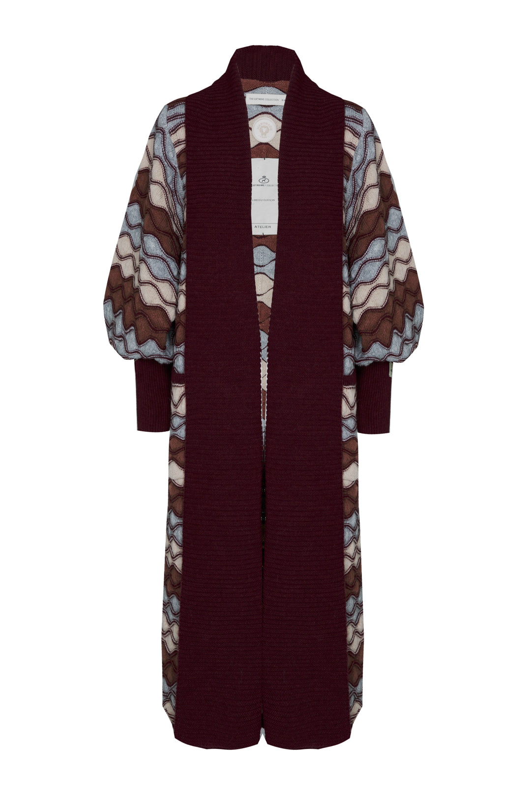 HENRIETTE LONG BURGUNDY WAVY CARDIGAN