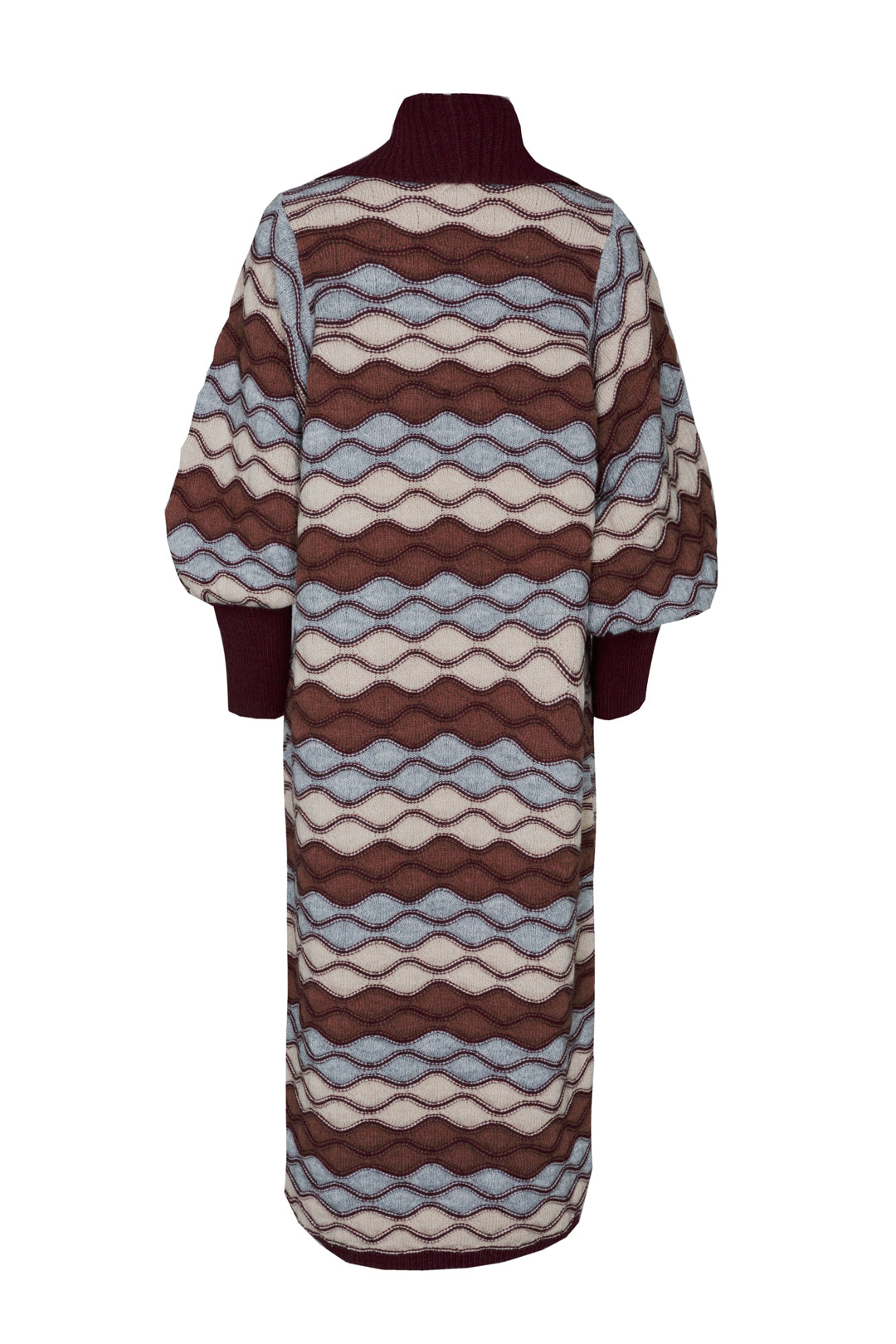 HENRIETTE LONG BURGUNDY WAVY CARDIGAN