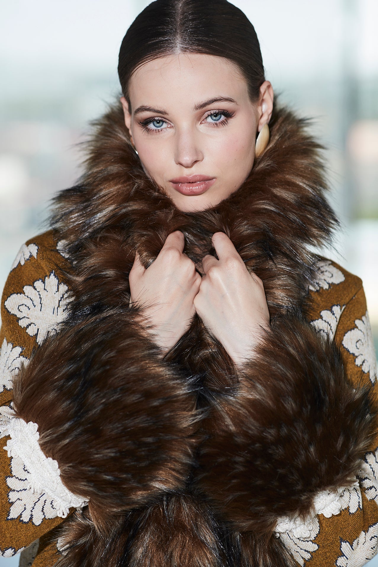 OLIVE OCHRE LONG ALPACA COAT