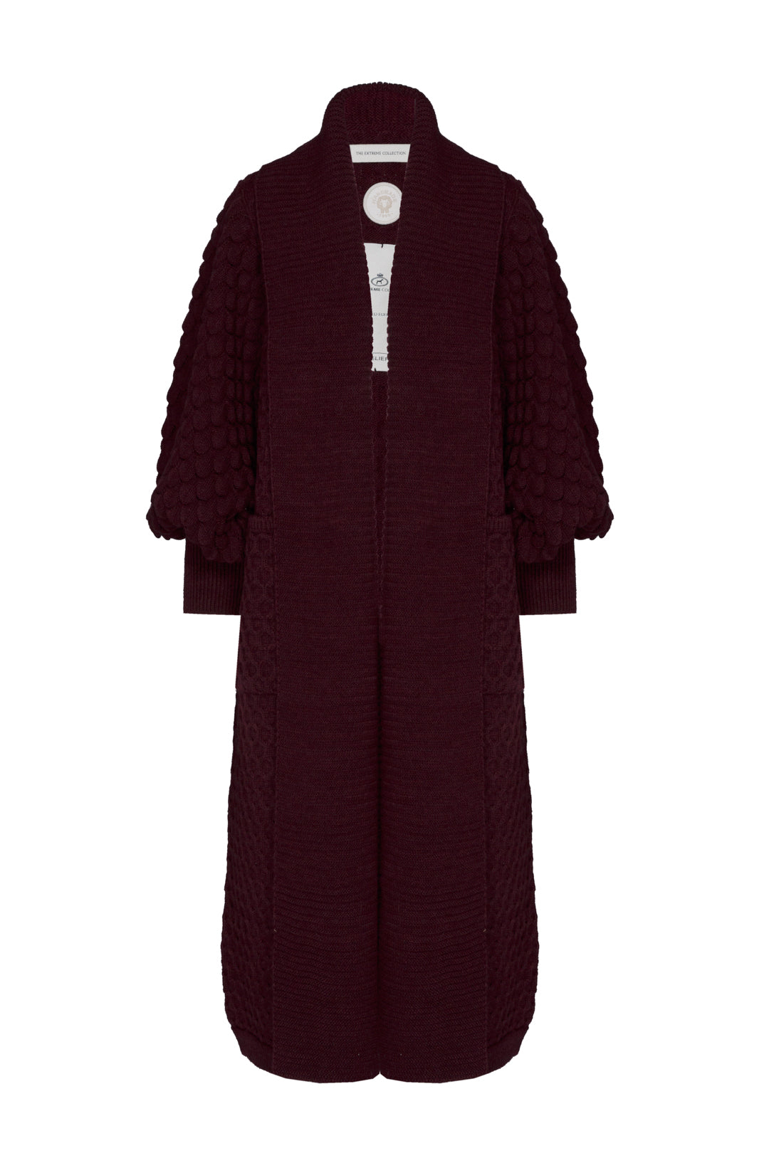 GENEVIEVE LONG BURGUNDY CARDIGAN 